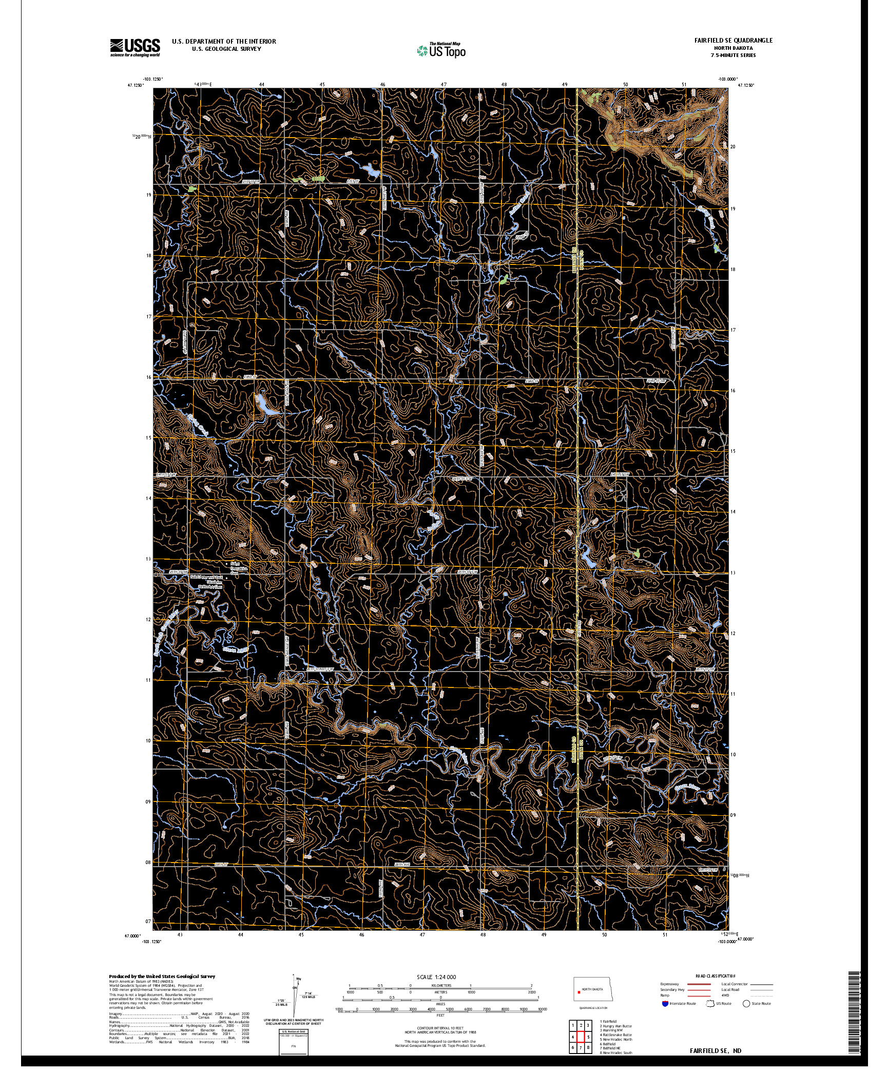 US TOPO 7.5-MINUTE MAP FOR FAIRFIELD SE, ND