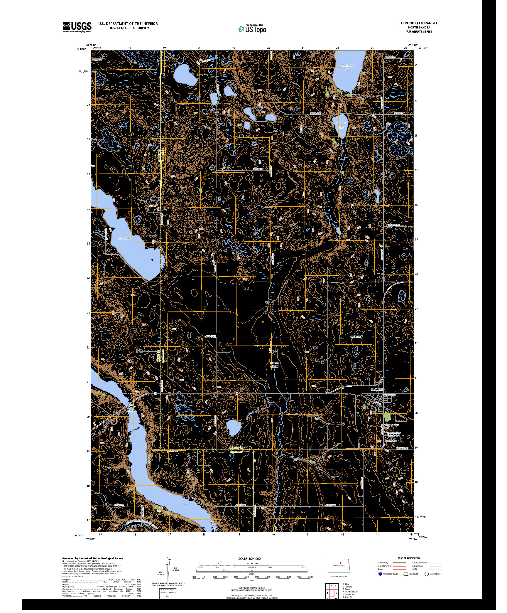 US TOPO 7.5-MINUTE MAP FOR ESMOND, ND