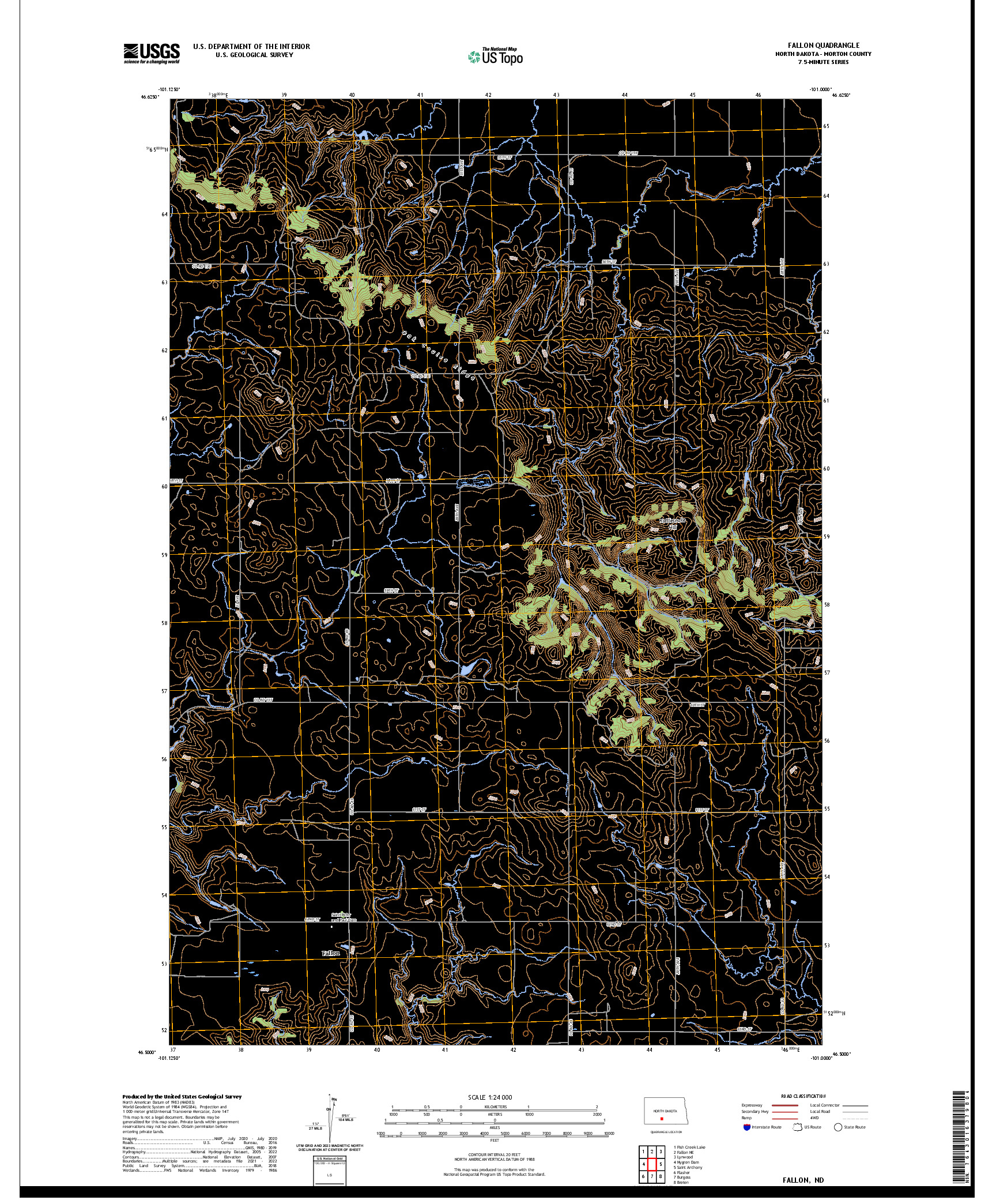 US TOPO 7.5-MINUTE MAP FOR FALLON, ND