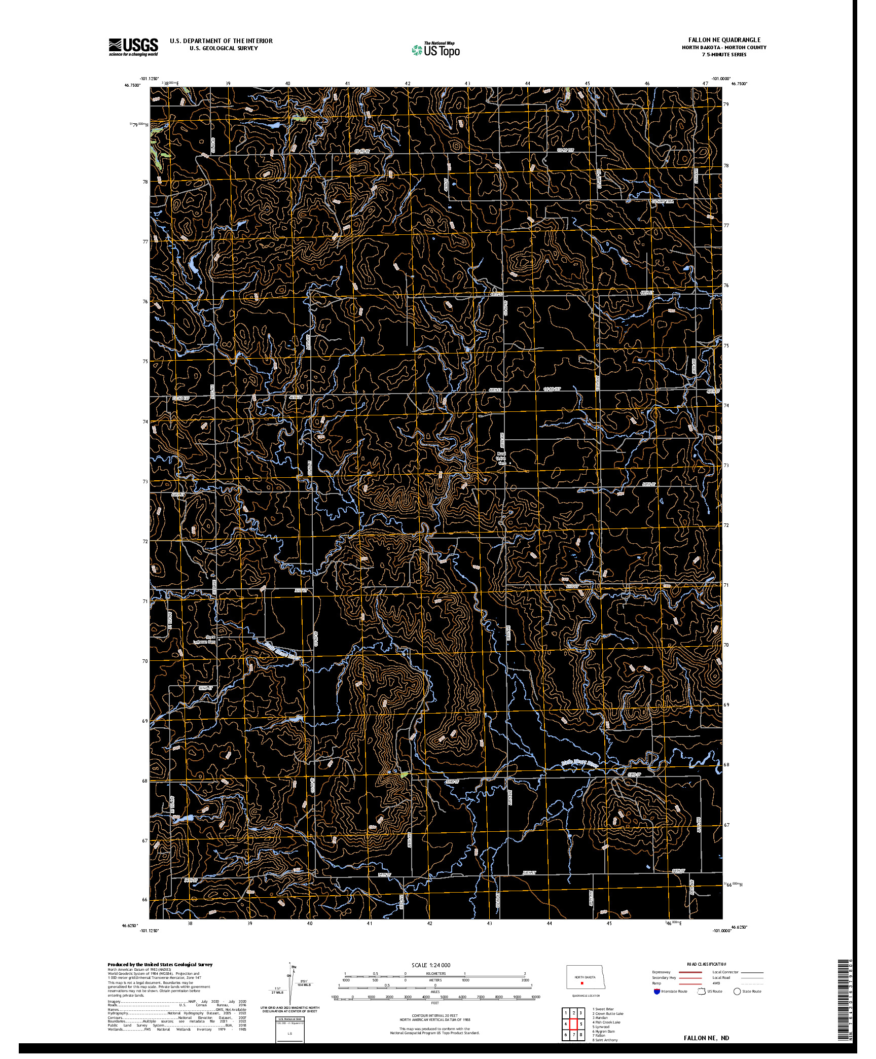 US TOPO 7.5-MINUTE MAP FOR FALLON NE, ND