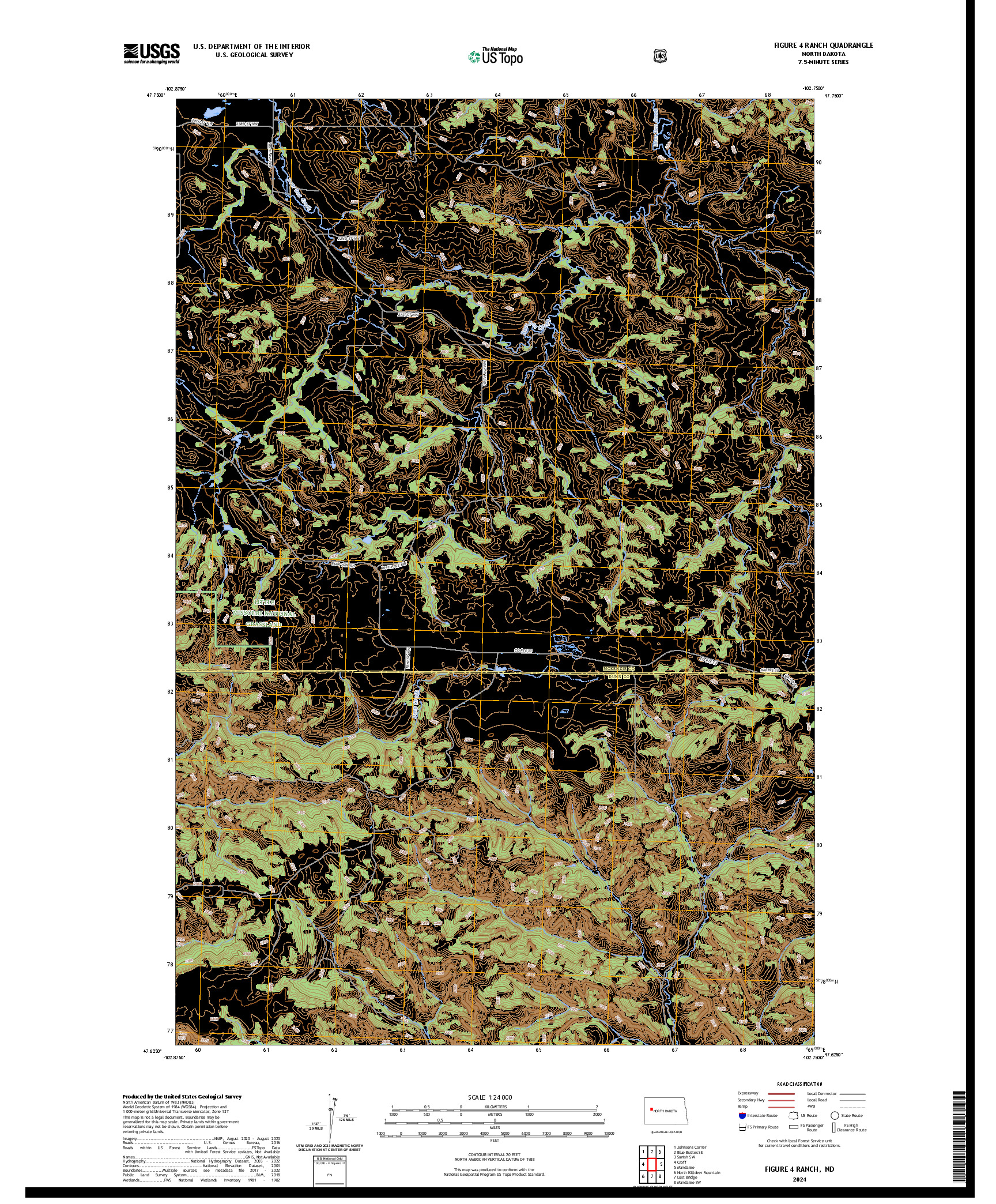 US TOPO 7.5-MINUTE MAP FOR FIGURE 4 RANCH, ND