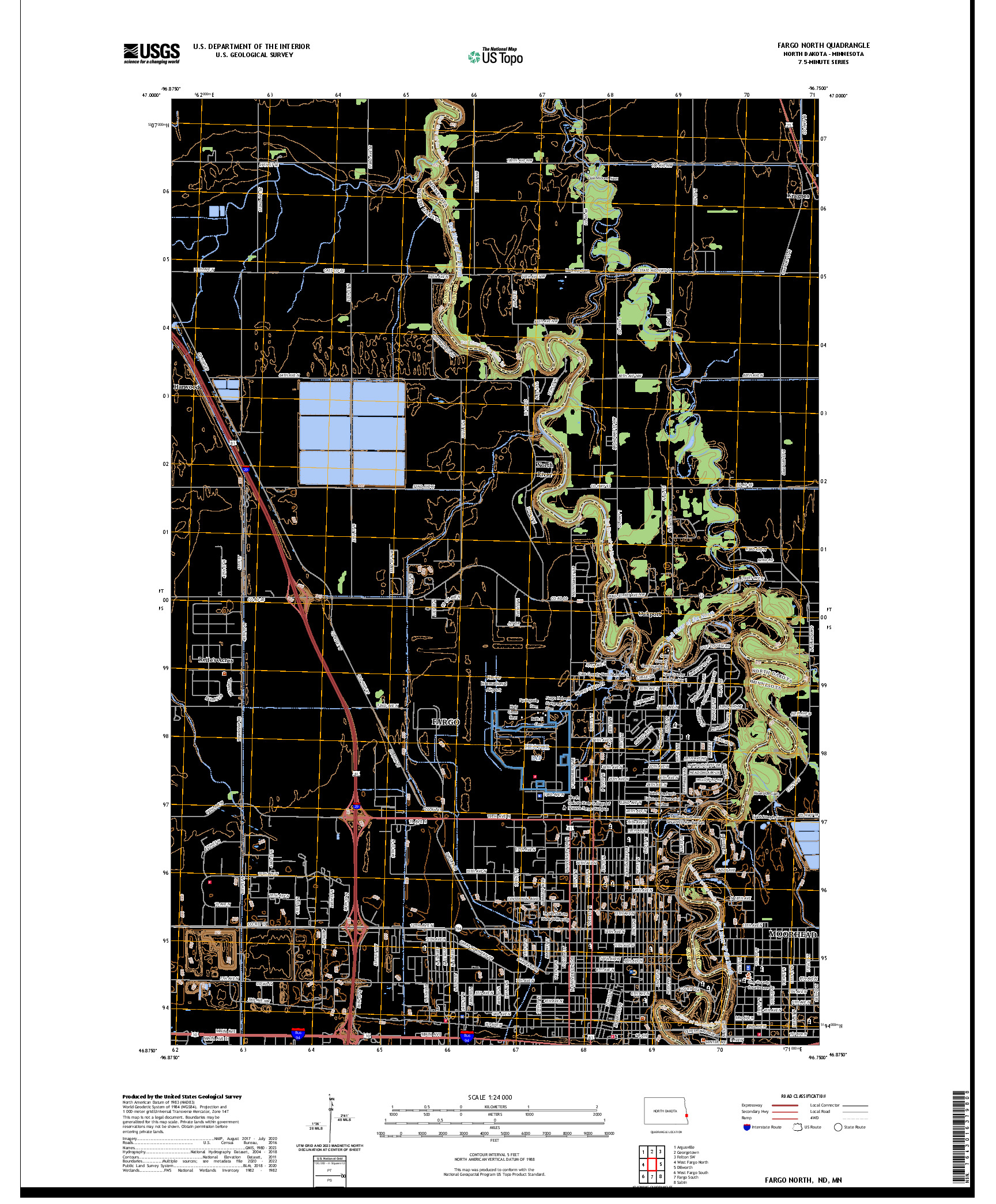 US TOPO 7.5-MINUTE MAP FOR FARGO NORTH, ND,MN