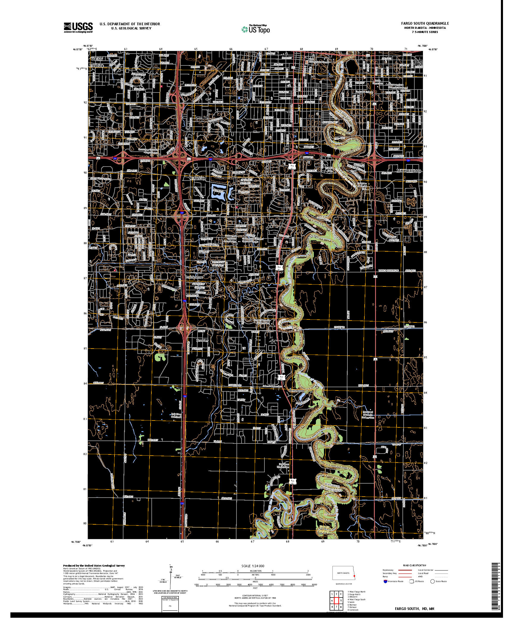 US TOPO 7.5-MINUTE MAP FOR FARGO SOUTH, ND,MN