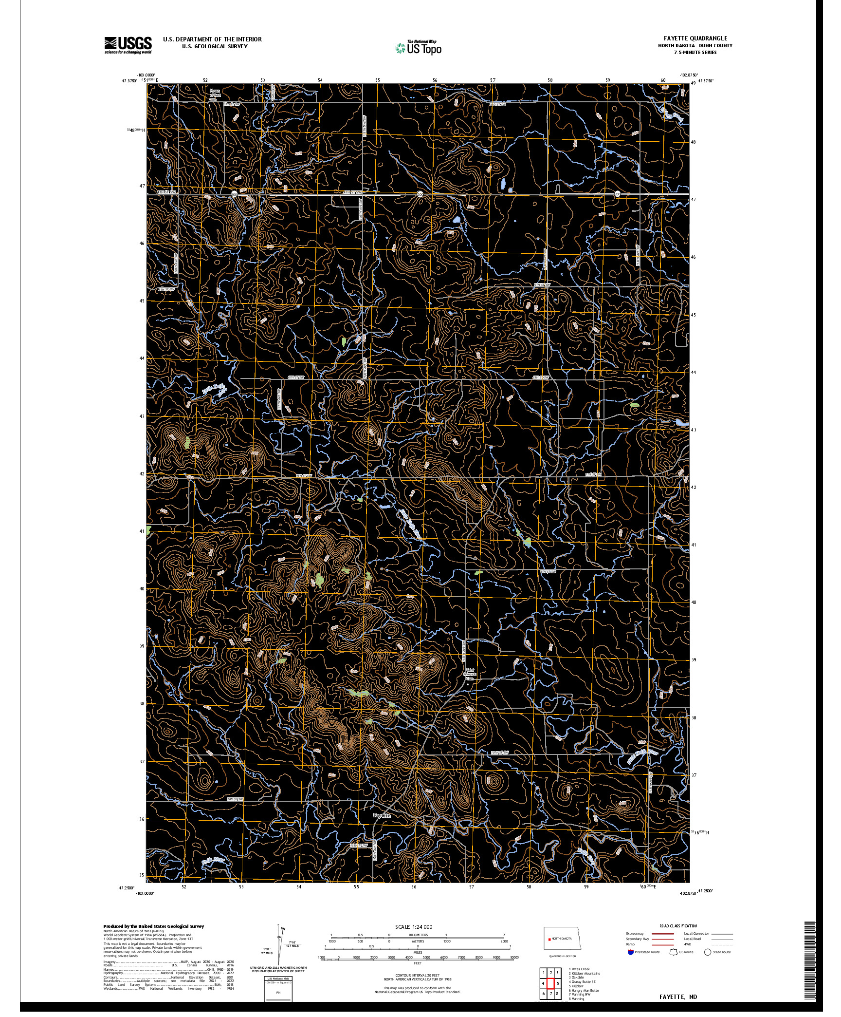 US TOPO 7.5-MINUTE MAP FOR FAYETTE, ND