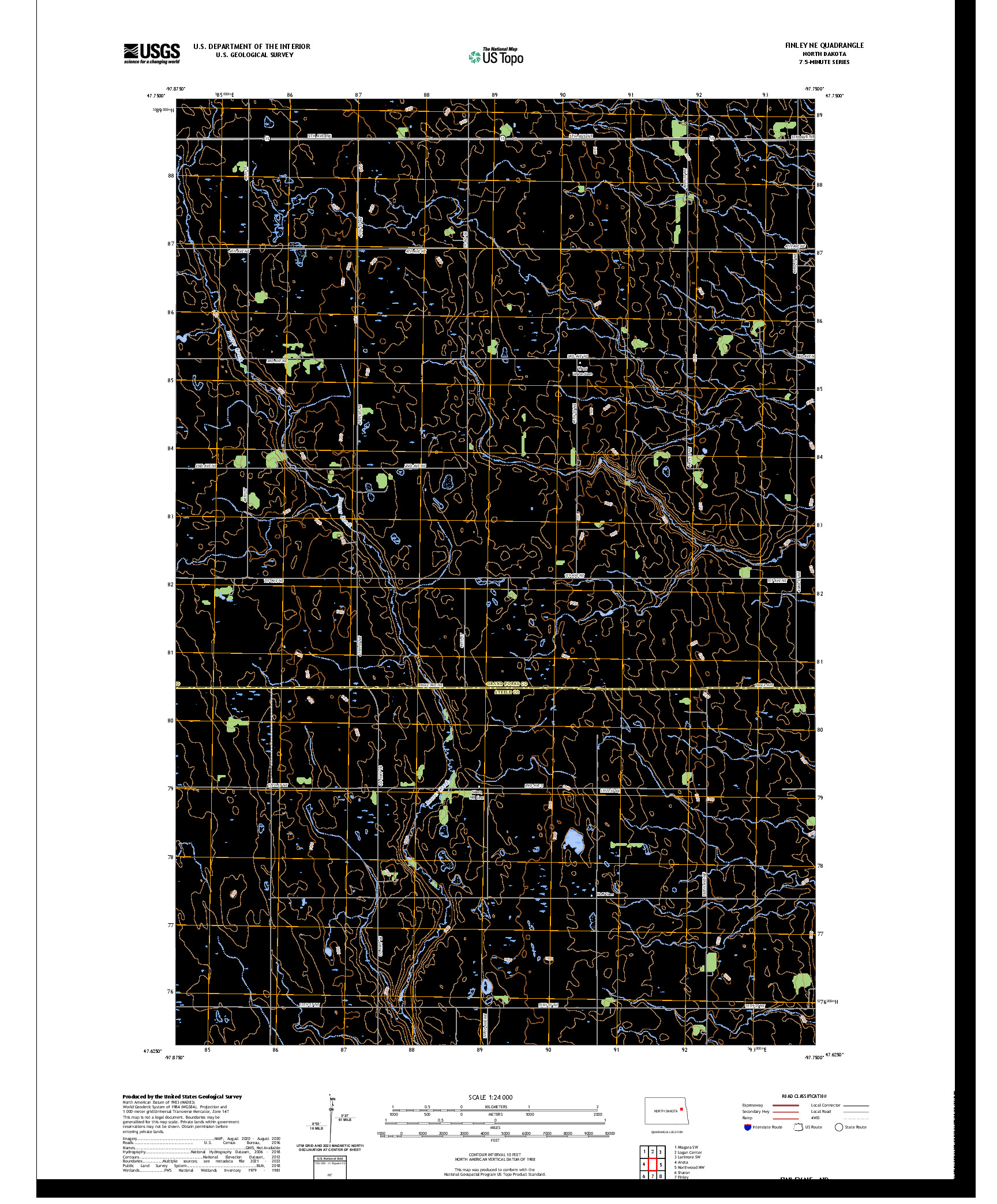 US TOPO 7.5-MINUTE MAP FOR FINLEY NE, ND