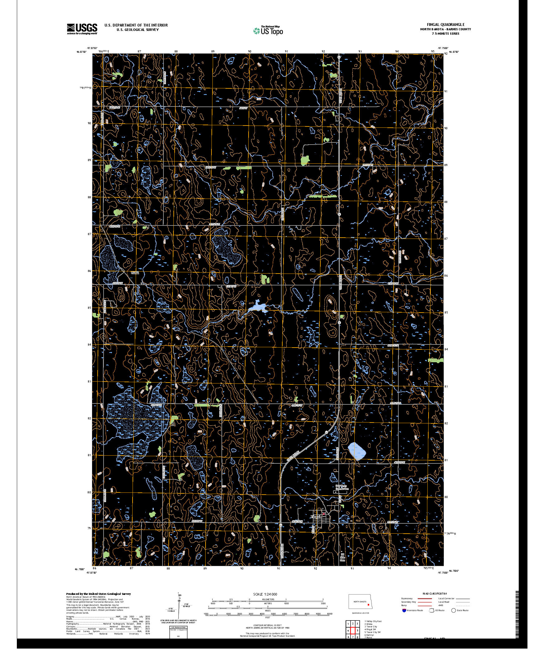 US TOPO 7.5-MINUTE MAP FOR FINGAL, ND