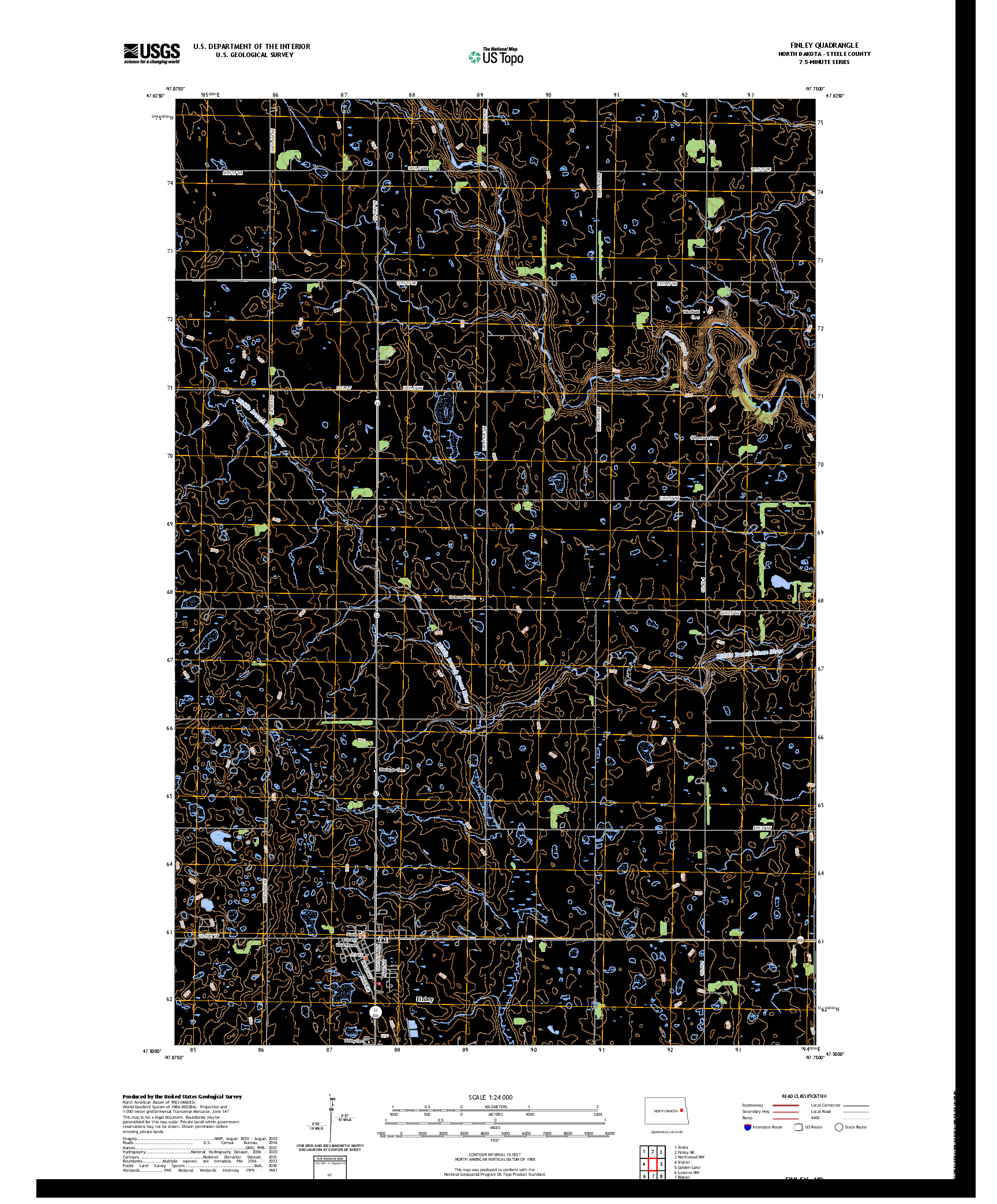 US TOPO 7.5-MINUTE MAP FOR FINLEY, ND