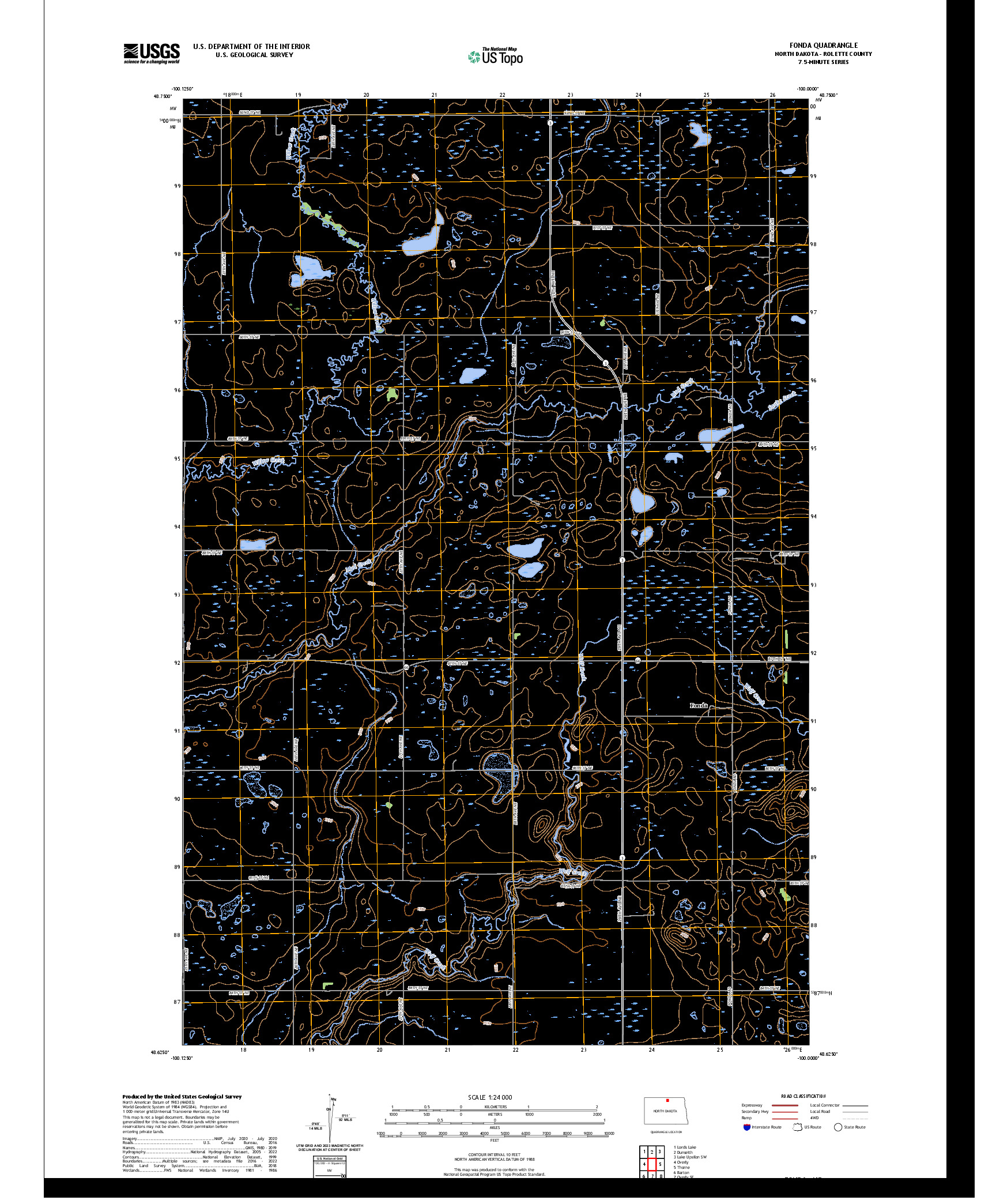 US TOPO 7.5-MINUTE MAP FOR FONDA, ND