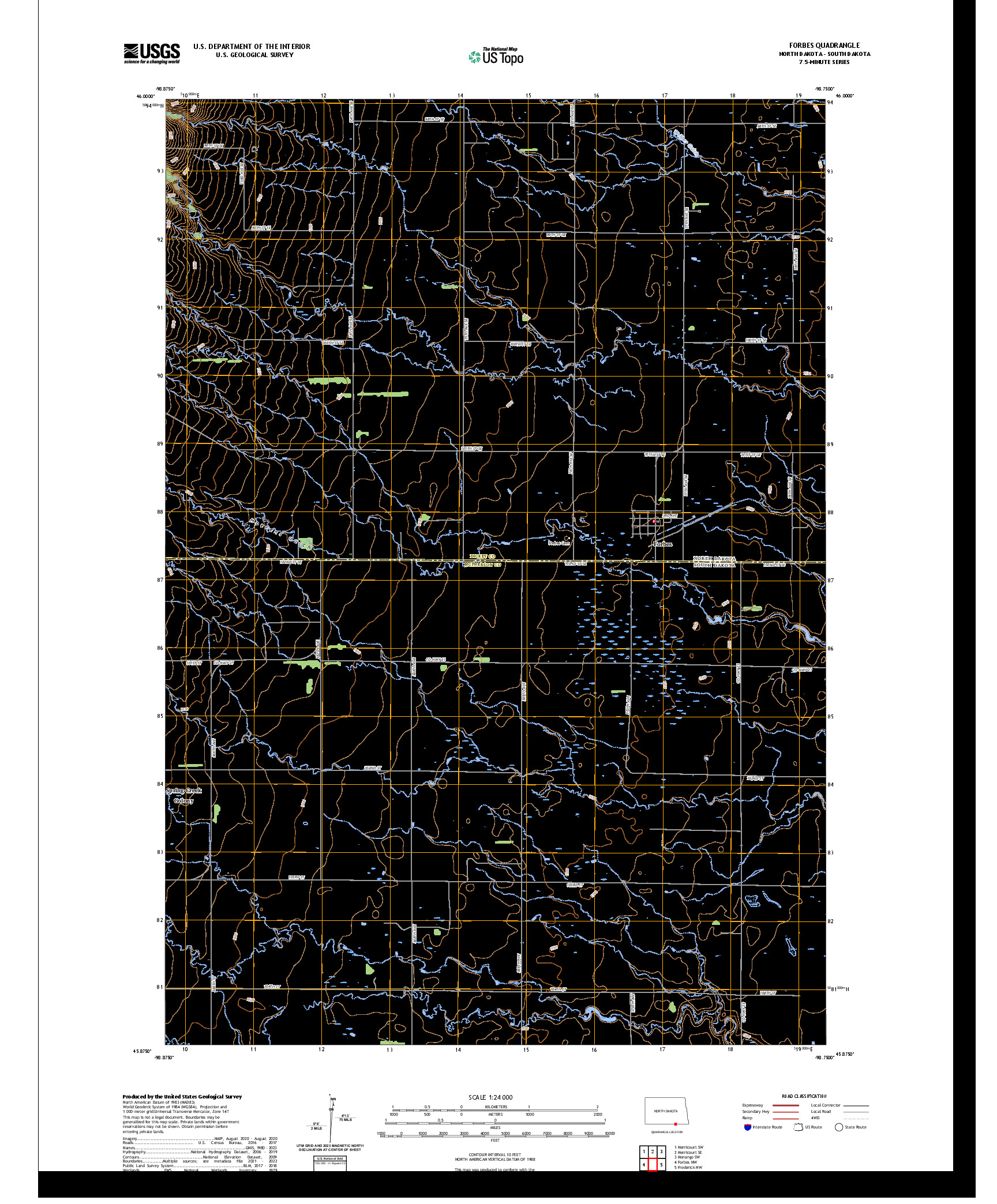 US TOPO 7.5-MINUTE MAP FOR FORBES, ND,SD