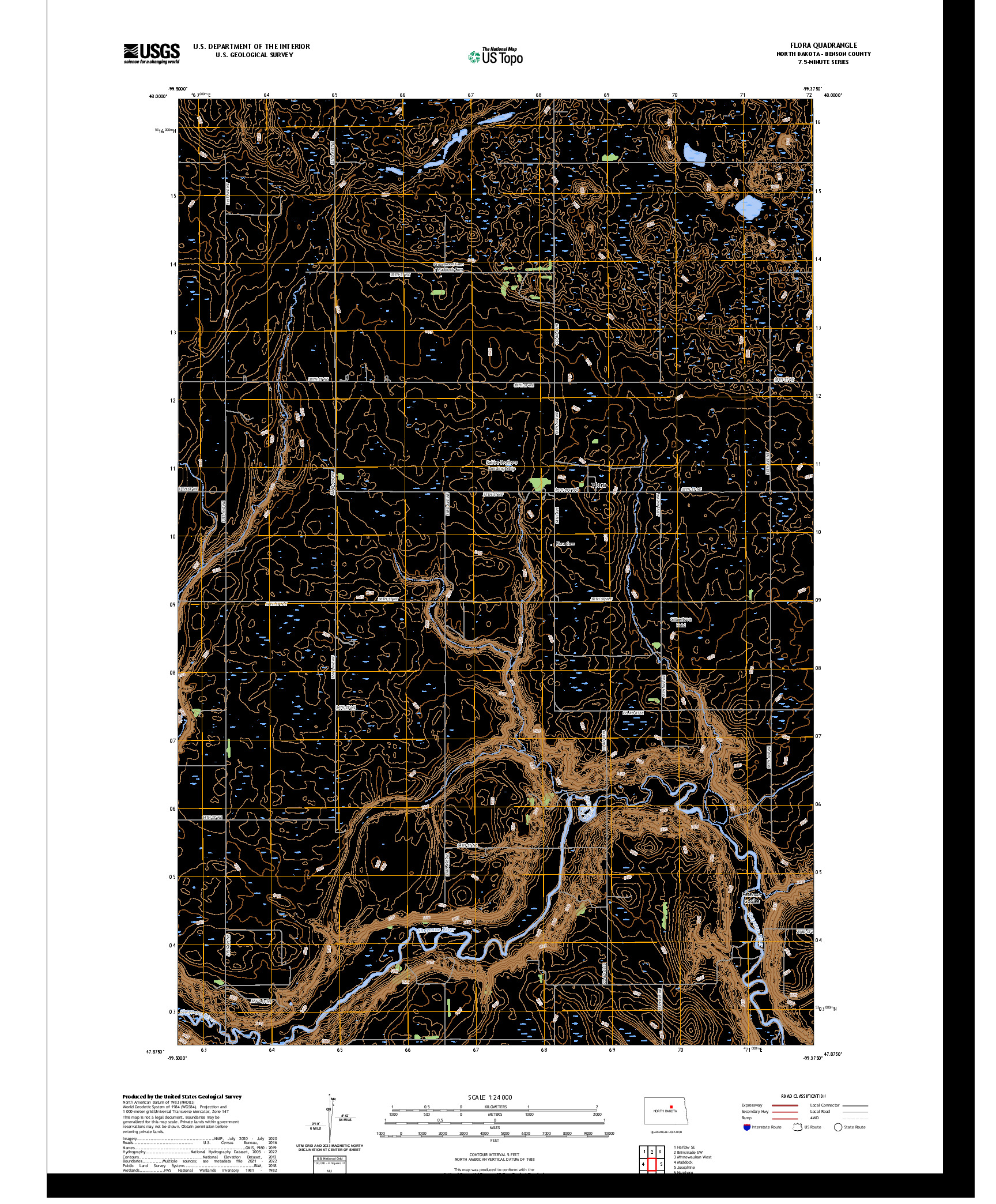 US TOPO 7.5-MINUTE MAP FOR FLORA, ND