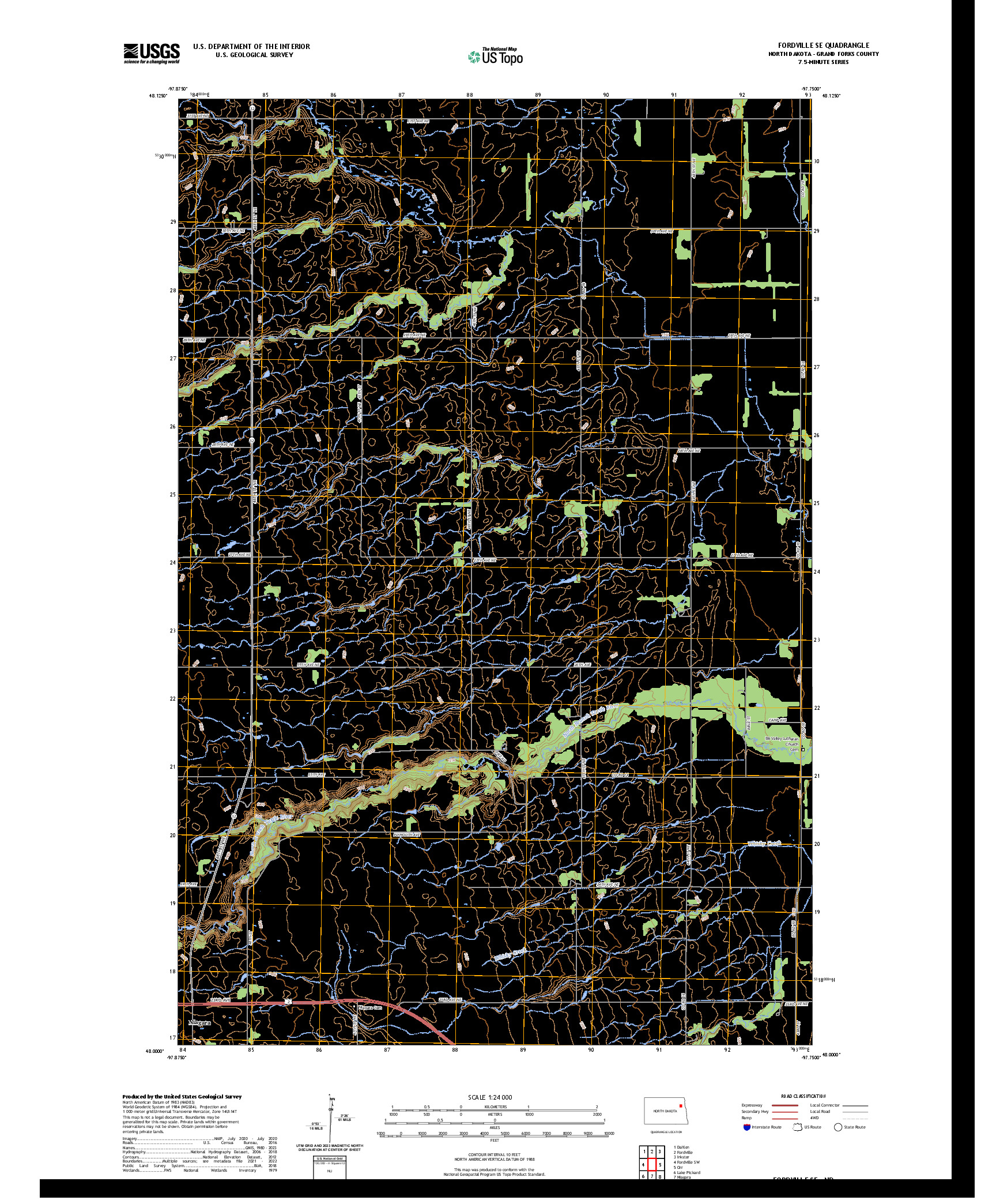 US TOPO 7.5-MINUTE MAP FOR FORDVILLE SE, ND