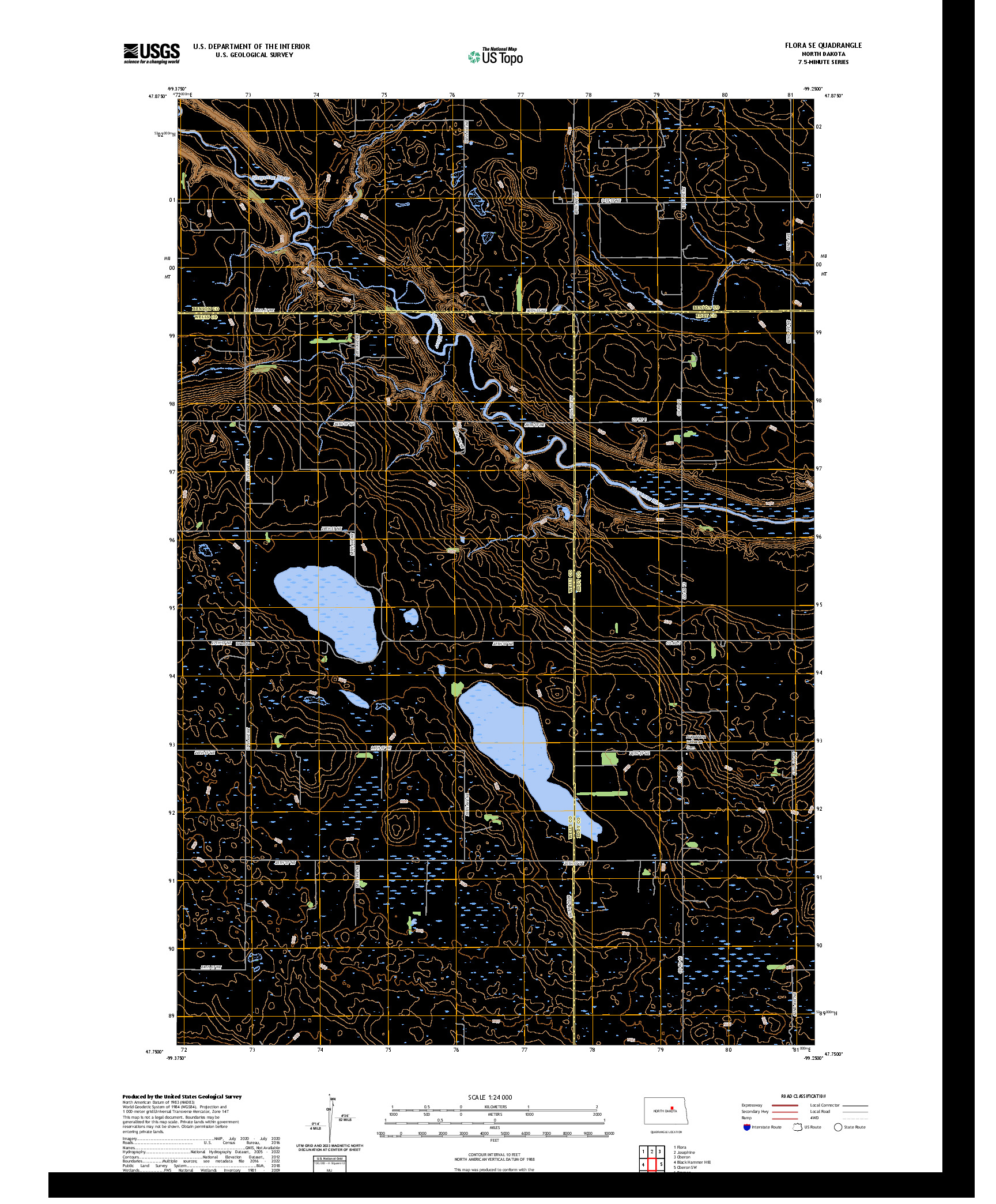 US TOPO 7.5-MINUTE MAP FOR FLORA SE, ND