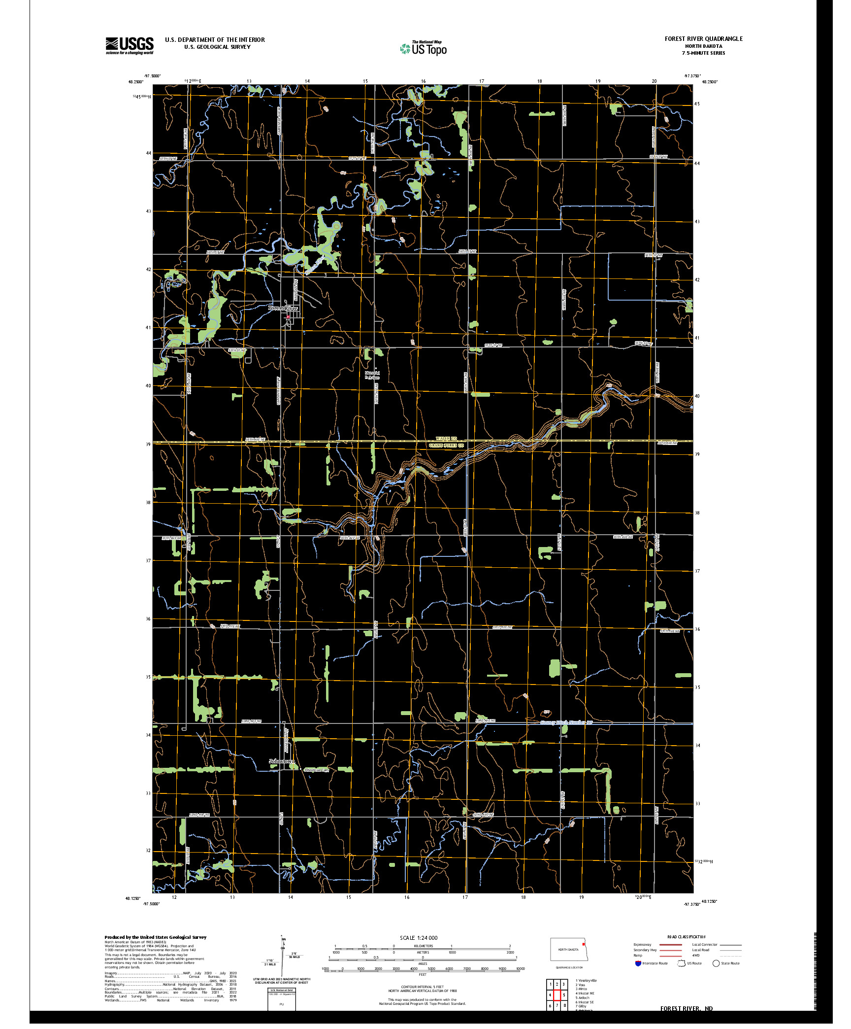 US TOPO 7.5-MINUTE MAP FOR FOREST RIVER, ND