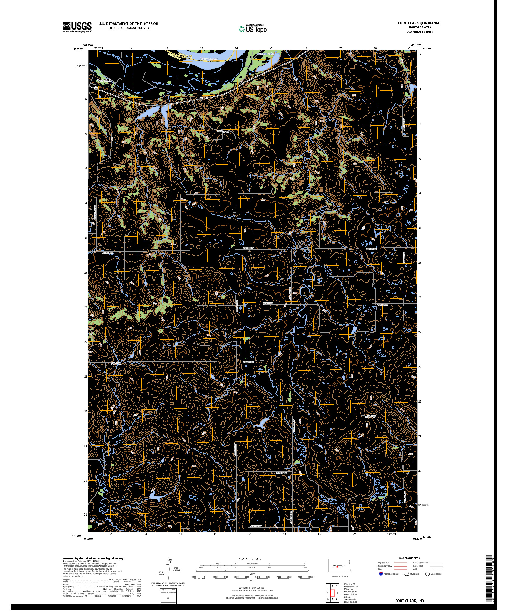 US TOPO 7.5-MINUTE MAP FOR FORT CLARK, ND