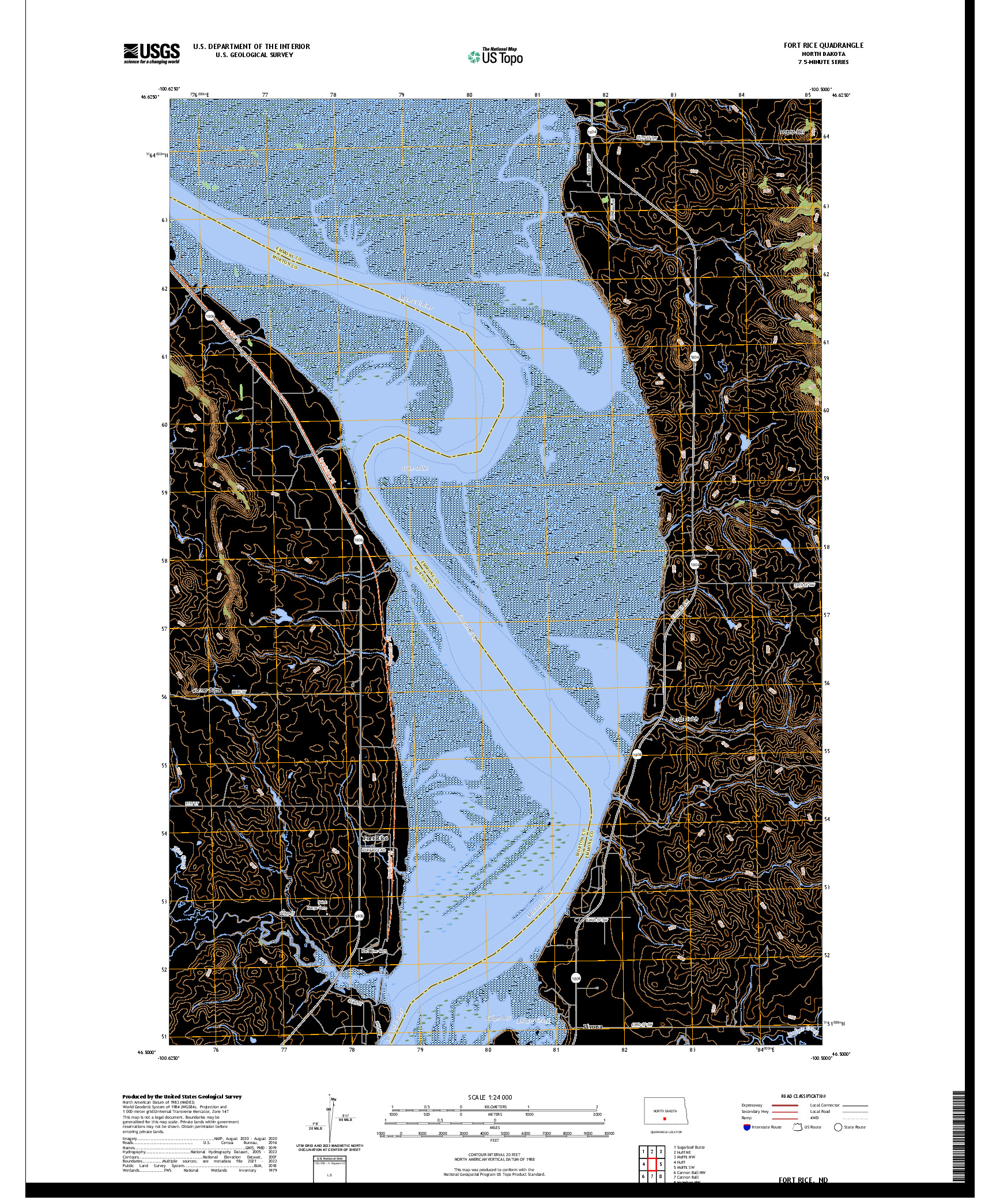 US TOPO 7.5-MINUTE MAP FOR FORT RICE, ND