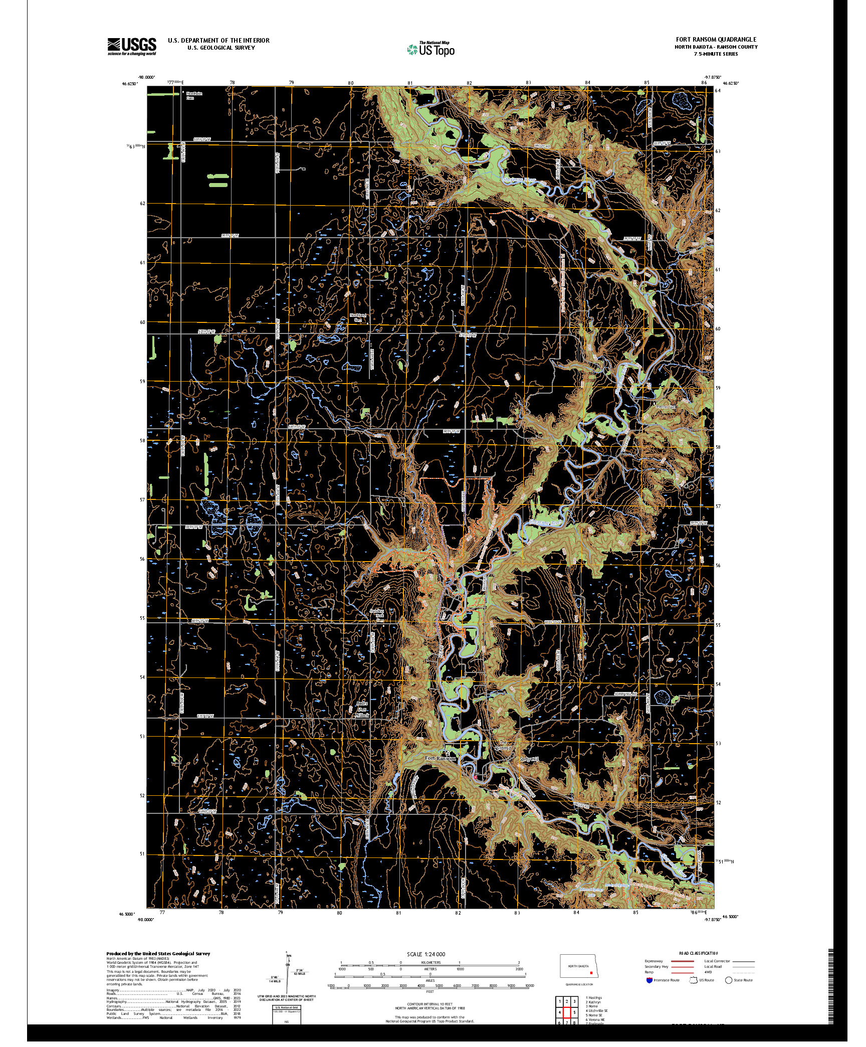 US TOPO 7.5-MINUTE MAP FOR FORT RANSOM, ND