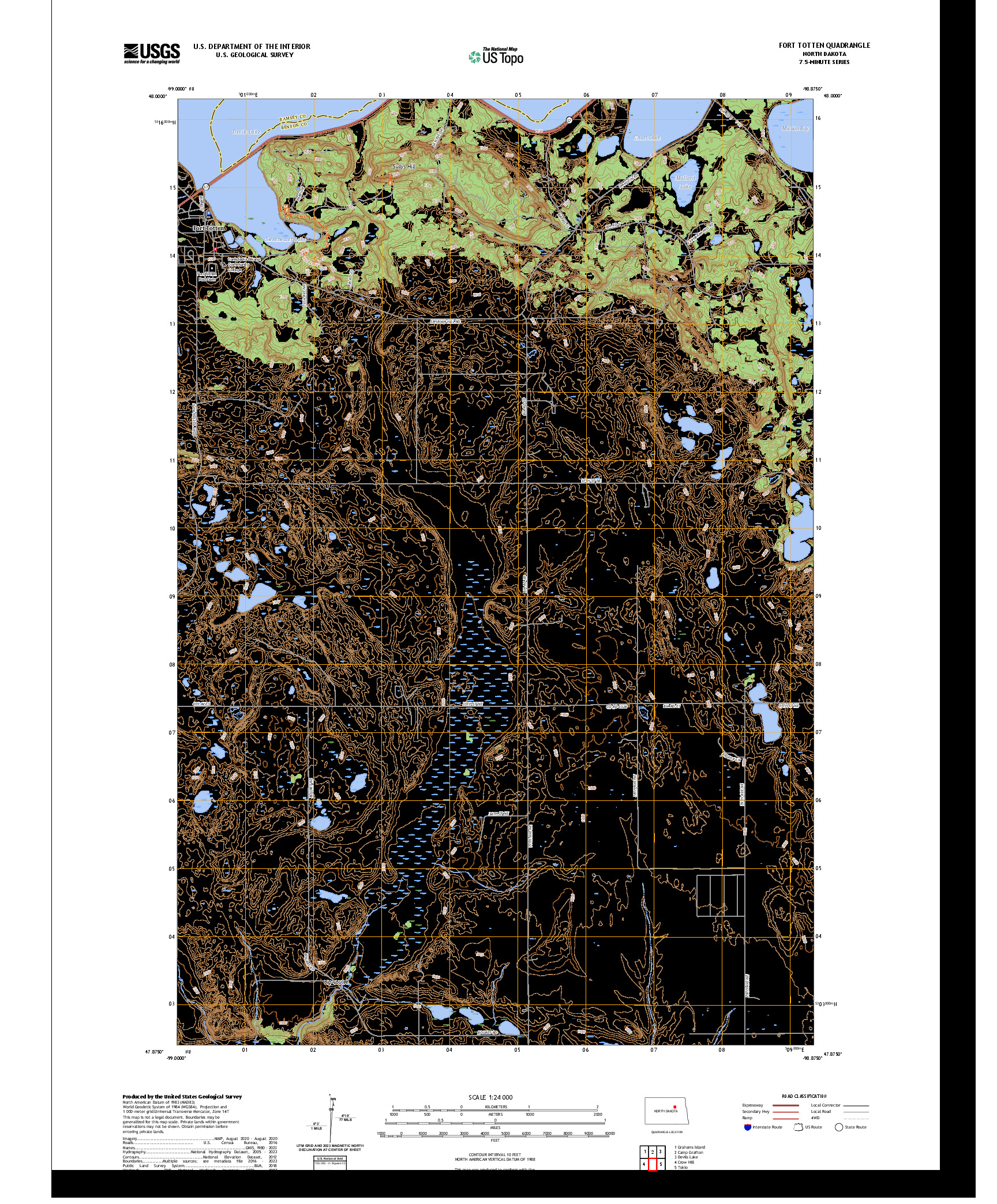US TOPO 7.5-MINUTE MAP FOR FORT TOTTEN, ND