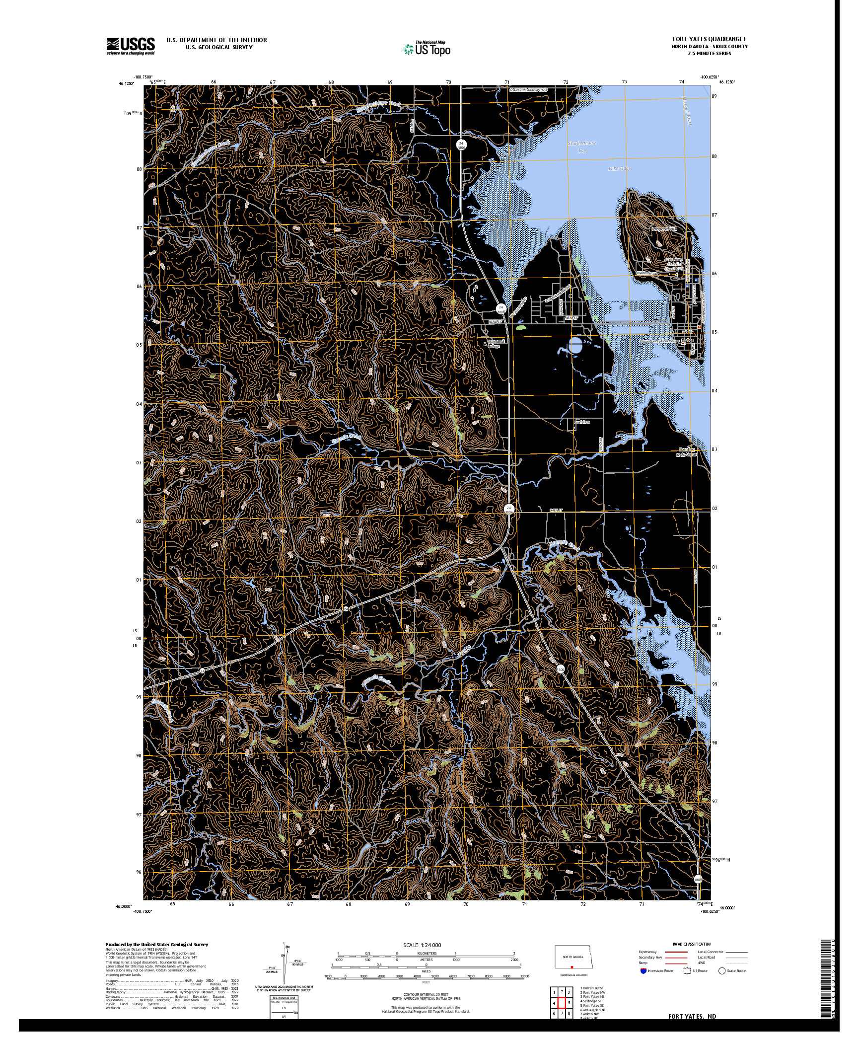 US TOPO 7.5-MINUTE MAP FOR FORT YATES, ND