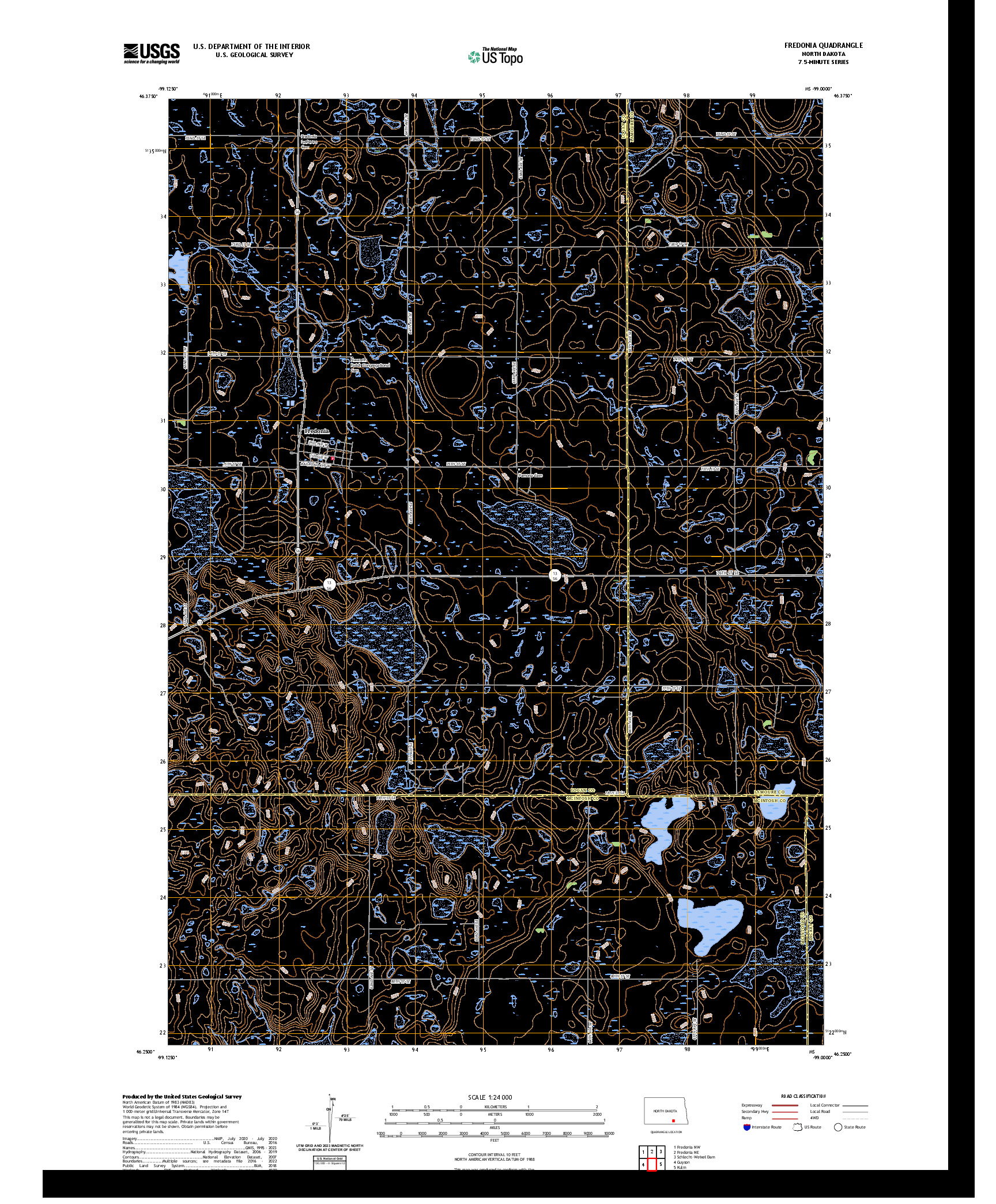 US TOPO 7.5-MINUTE MAP FOR FREDONIA, ND