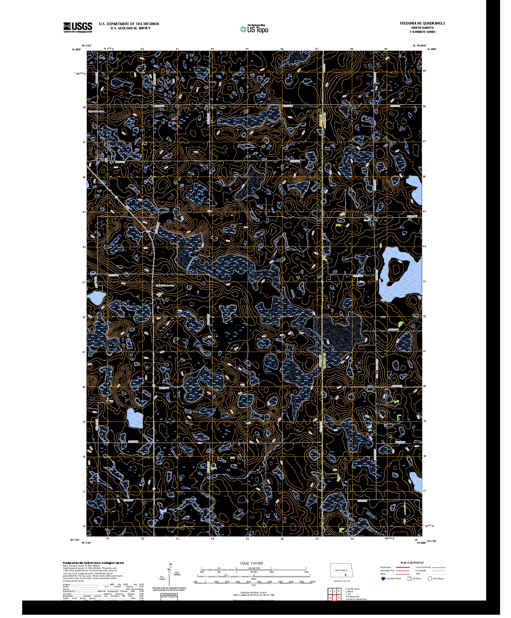 US TOPO 7.5-MINUTE MAP FOR FREDONIA NE, ND
