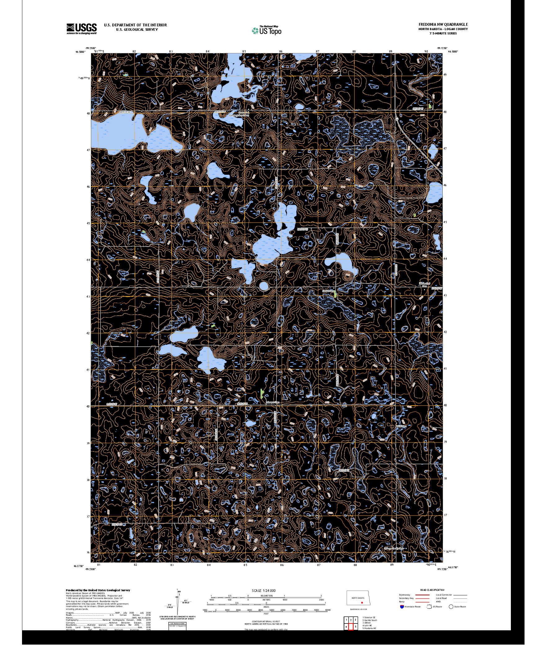 US TOPO 7.5-MINUTE MAP FOR FREDONIA NW, ND