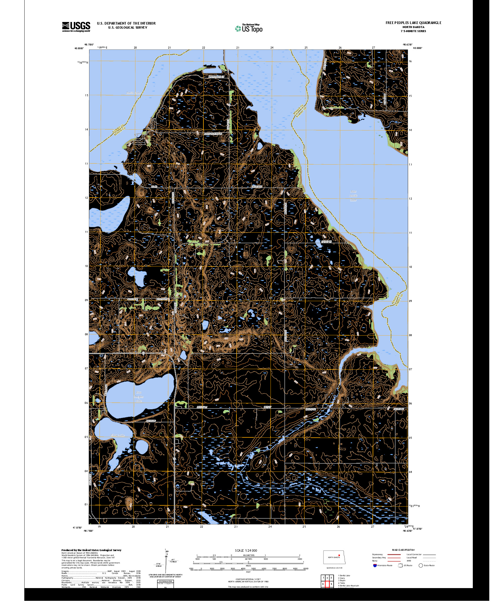 US TOPO 7.5-MINUTE MAP FOR FREE PEOPLES LAKE, ND