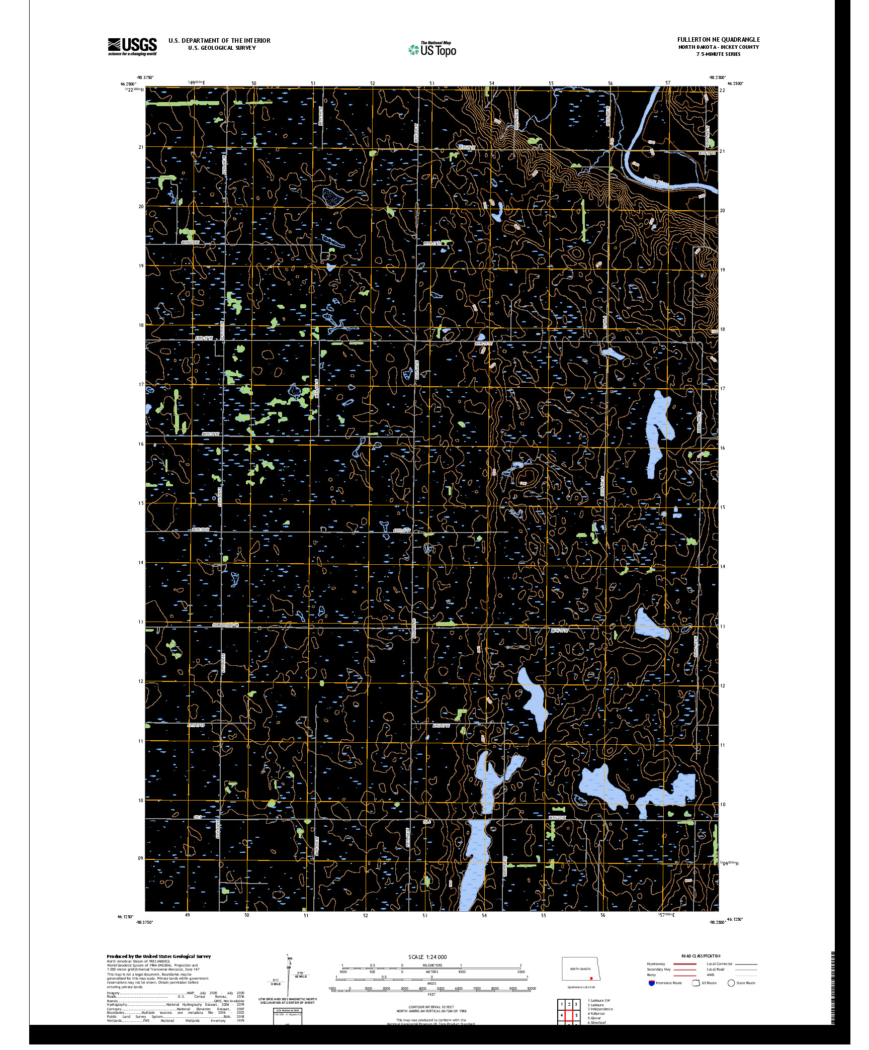 US TOPO 7.5-MINUTE MAP FOR FULLERTON NE, ND