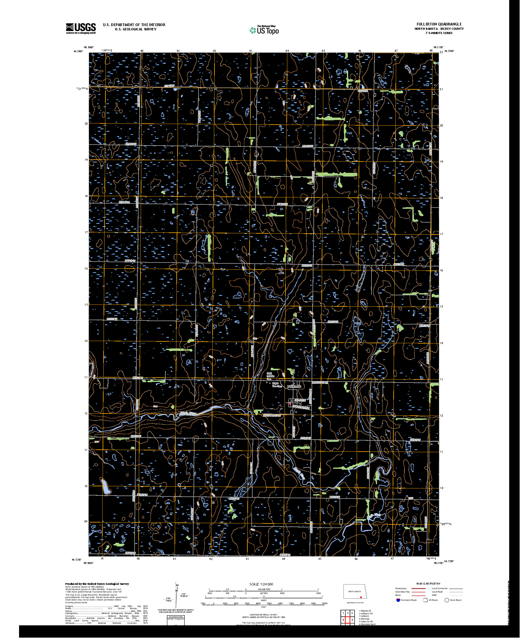US TOPO 7.5-MINUTE MAP FOR FULLERTON, ND