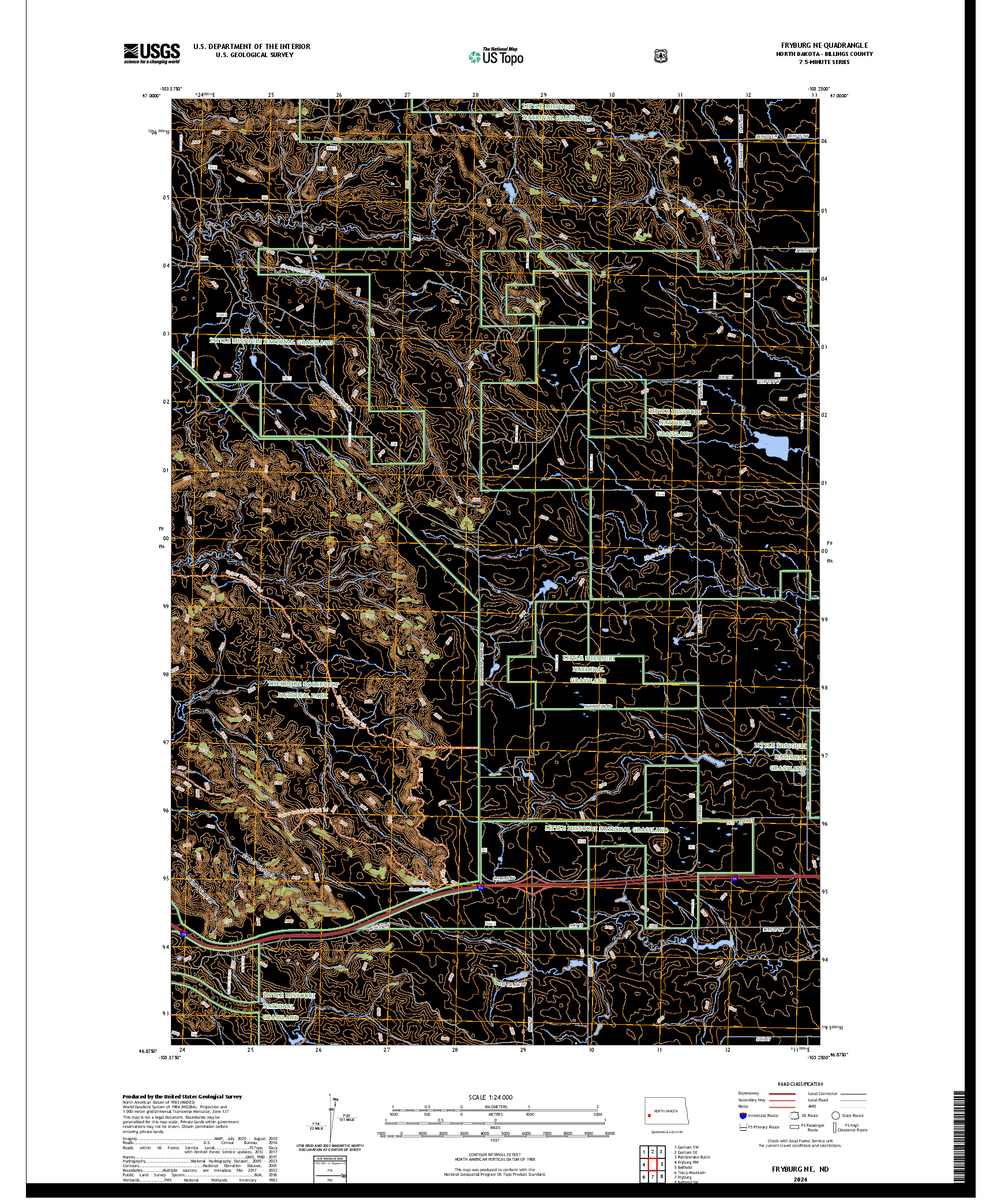 US TOPO 7.5-MINUTE MAP FOR FRYBURG NE, ND