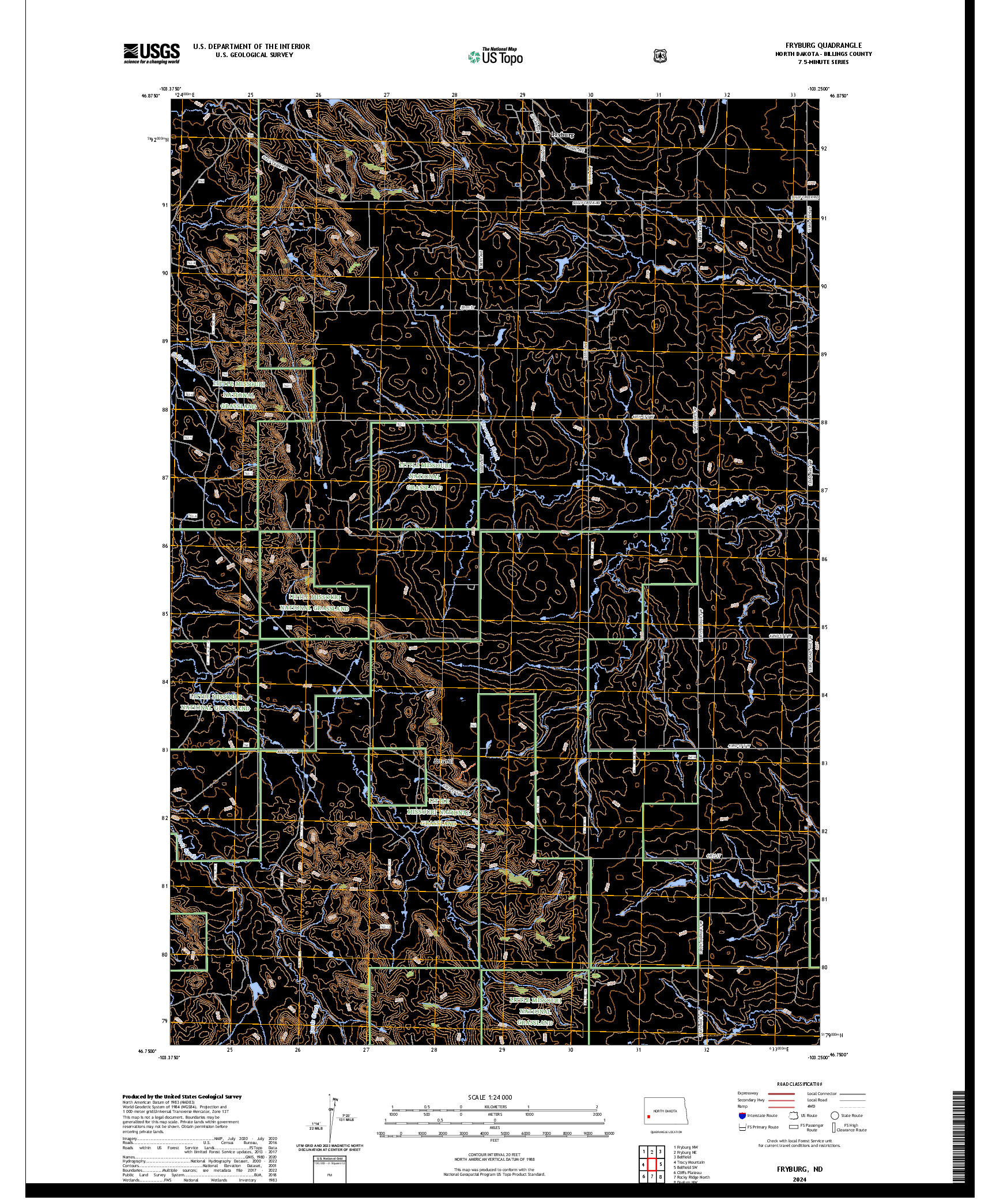 US TOPO 7.5-MINUTE MAP FOR FRYBURG, ND
