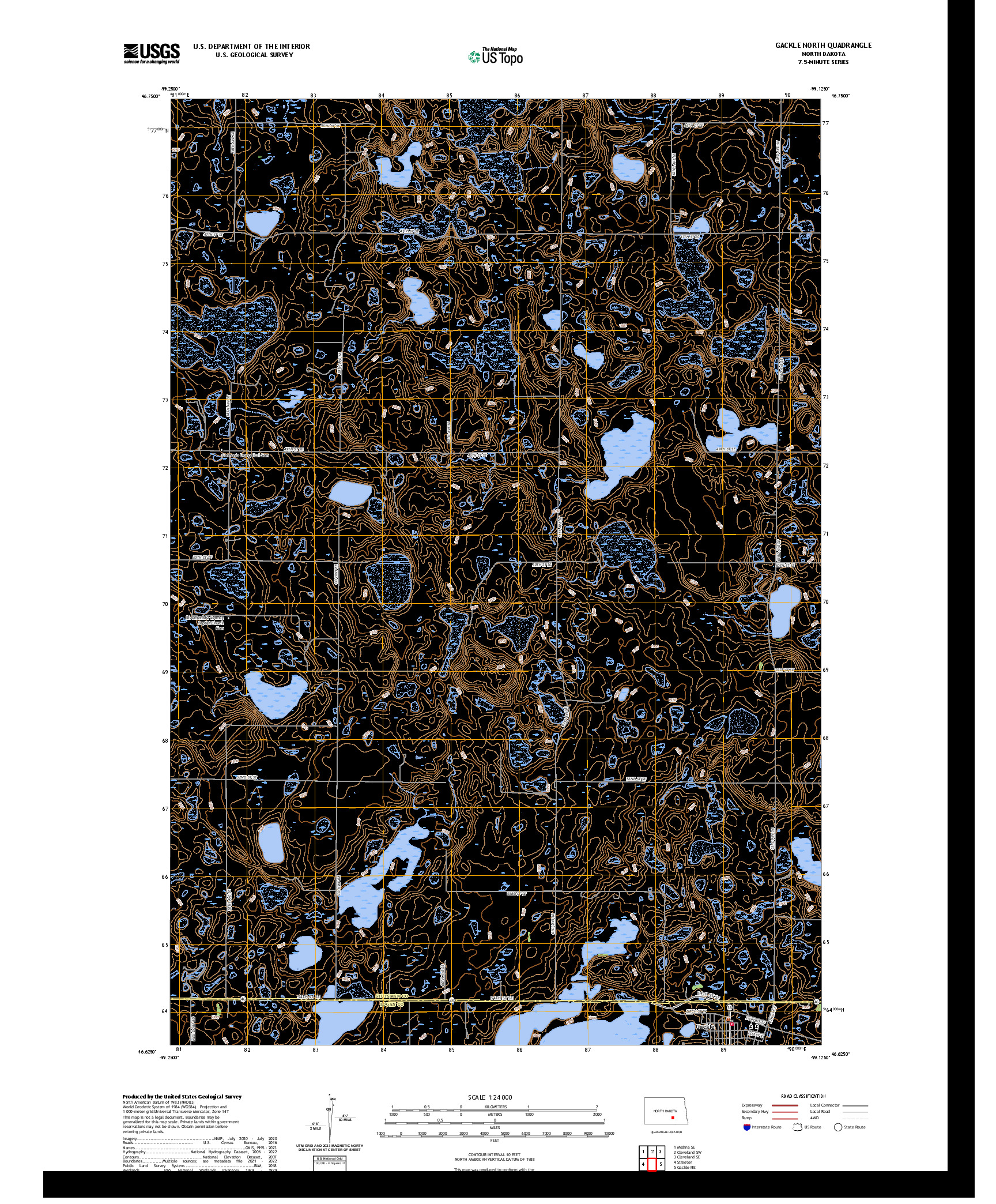 US TOPO 7.5-MINUTE MAP FOR GACKLE NORTH, ND
