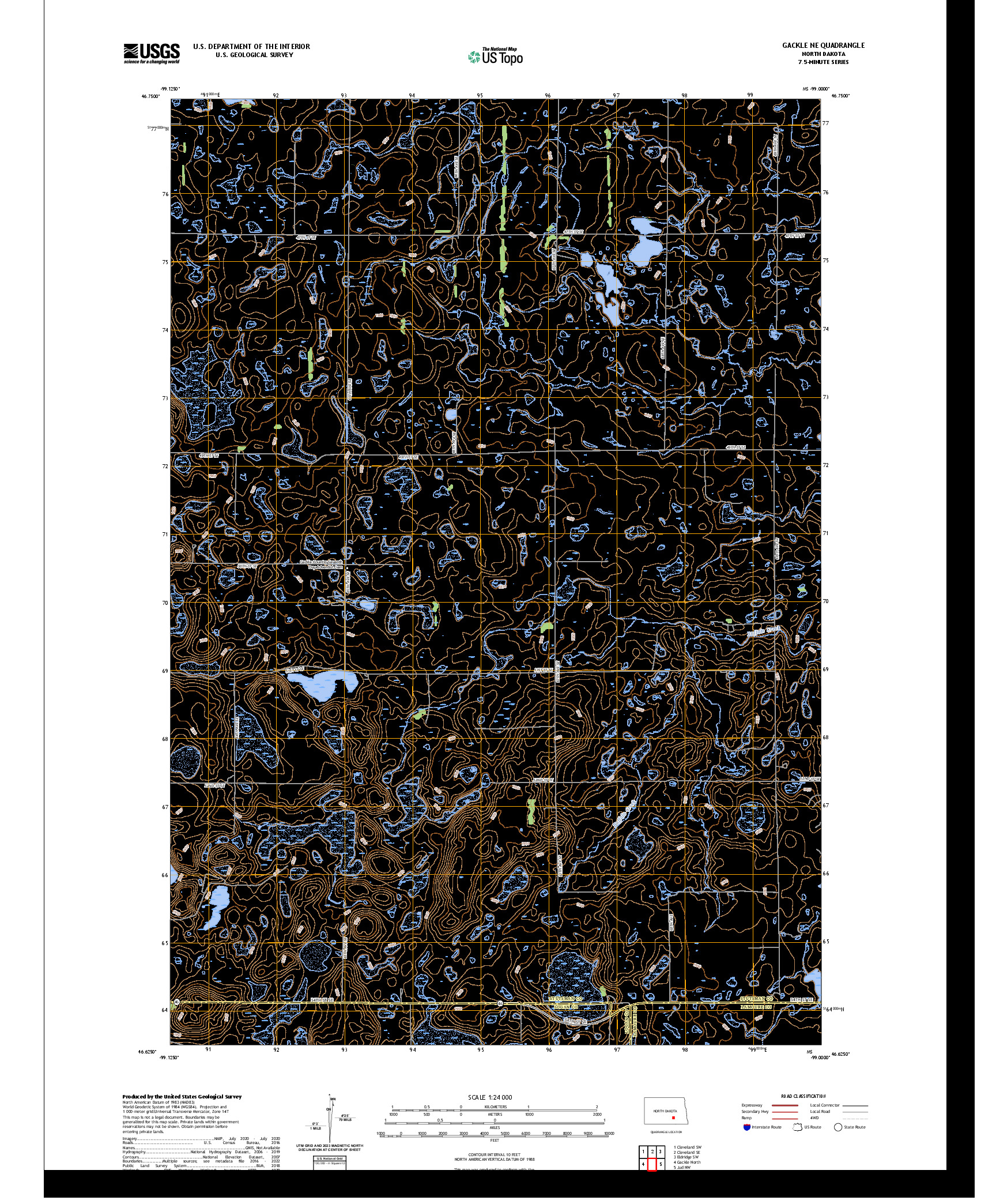 US TOPO 7.5-MINUTE MAP FOR GACKLE NE, ND