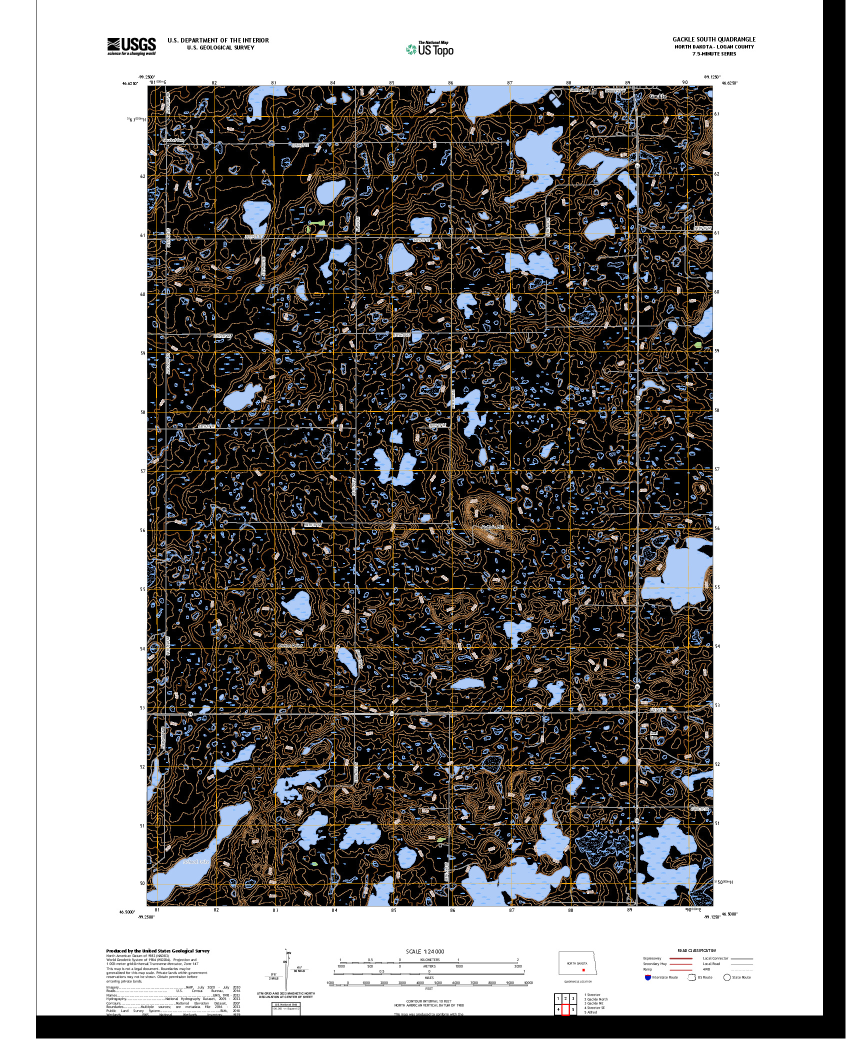 US TOPO 7.5-MINUTE MAP FOR GACKLE SOUTH, ND