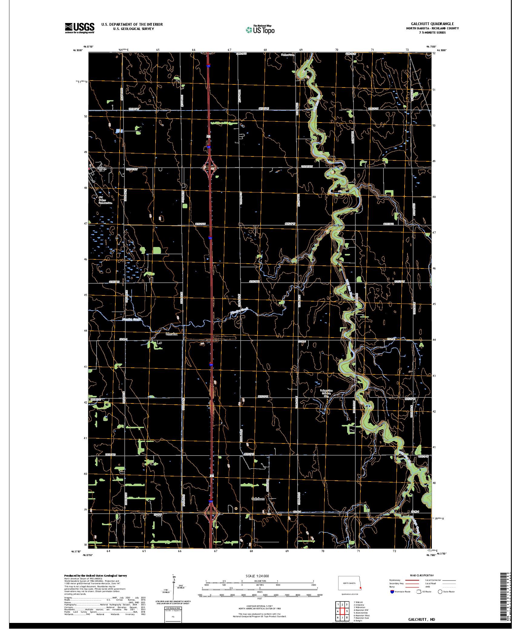 US TOPO 7.5-MINUTE MAP FOR GALCHUTT, ND