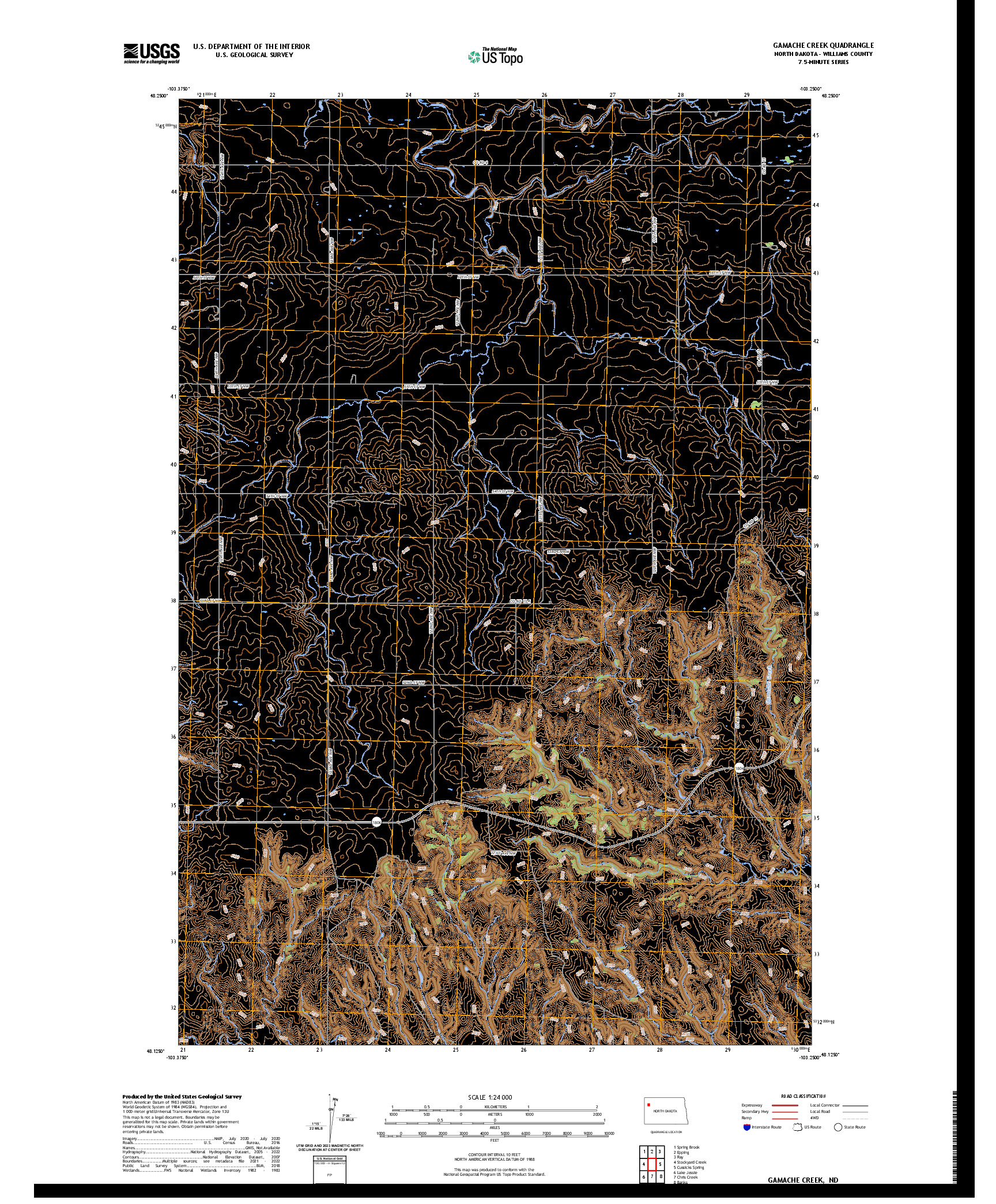 US TOPO 7.5-MINUTE MAP FOR GAMACHE CREEK, ND
