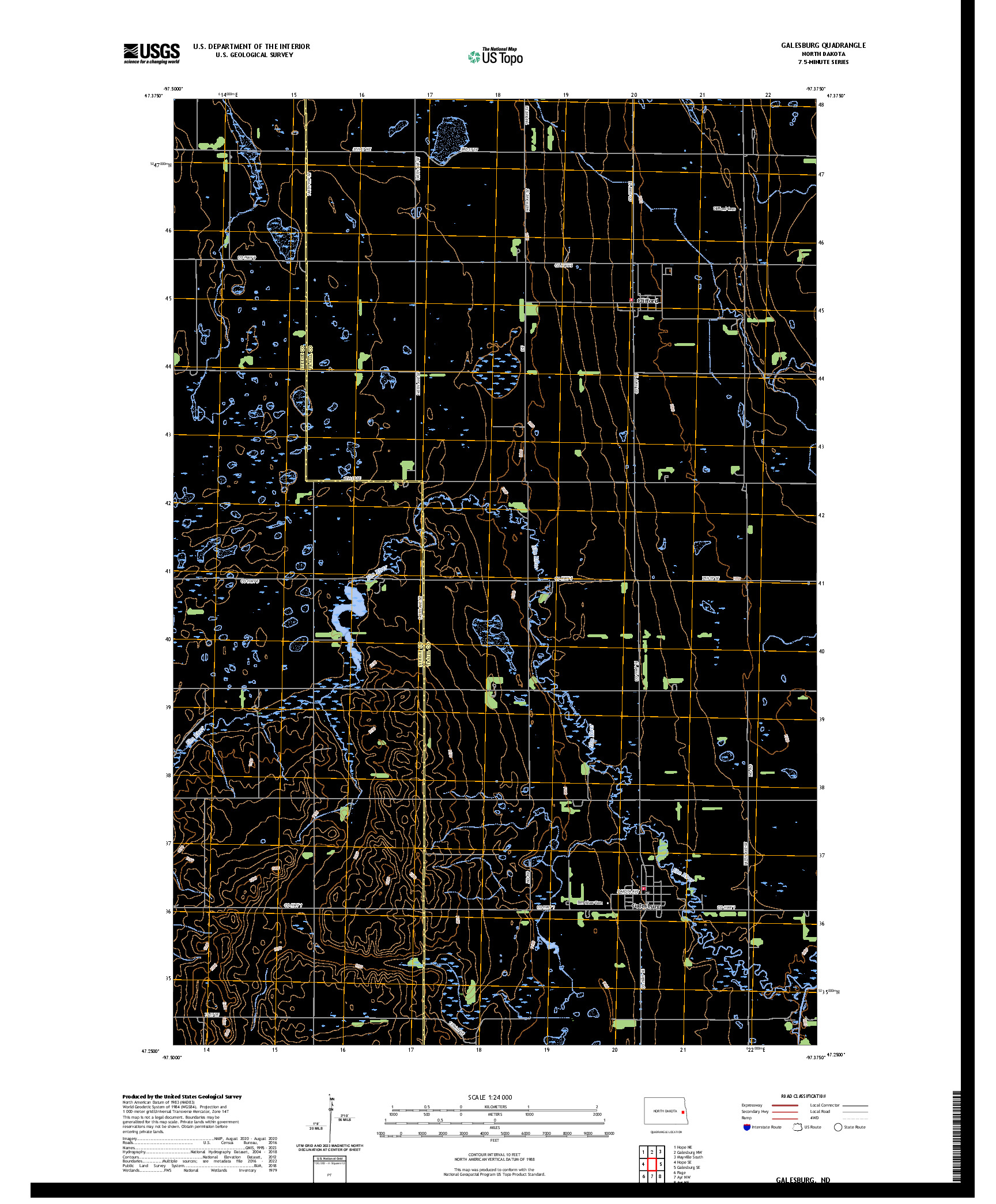 US TOPO 7.5-MINUTE MAP FOR GALESBURG, ND