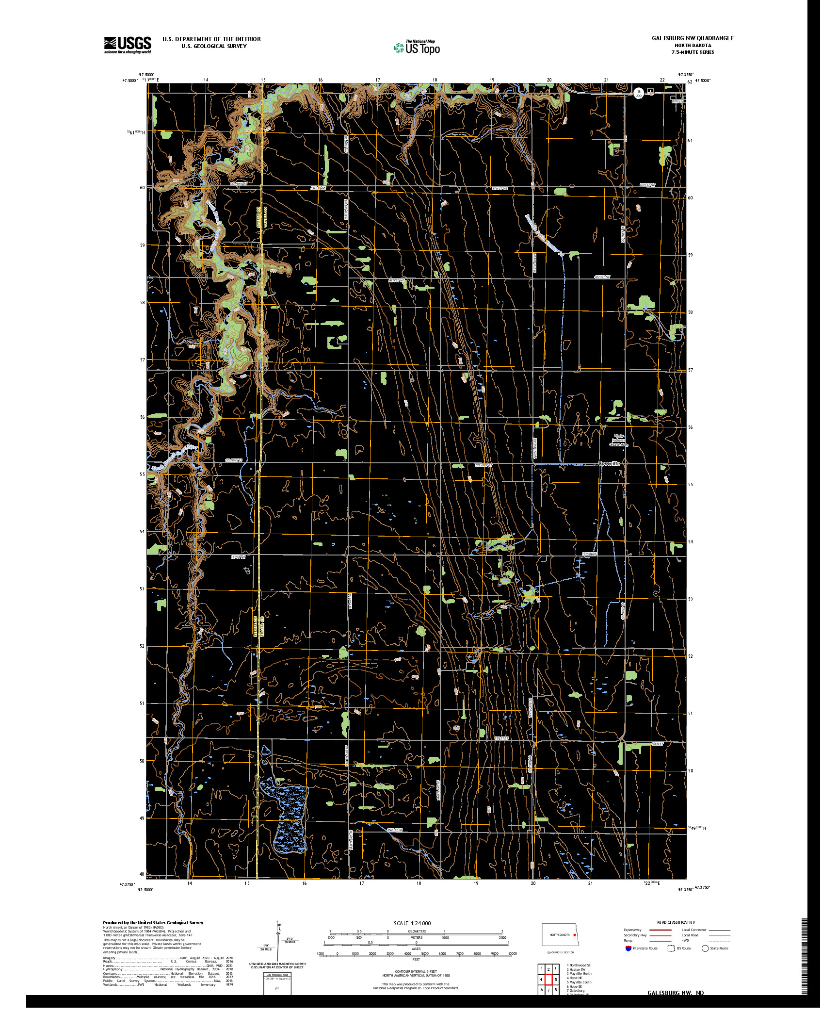 US TOPO 7.5-MINUTE MAP FOR GALESBURG NW, ND