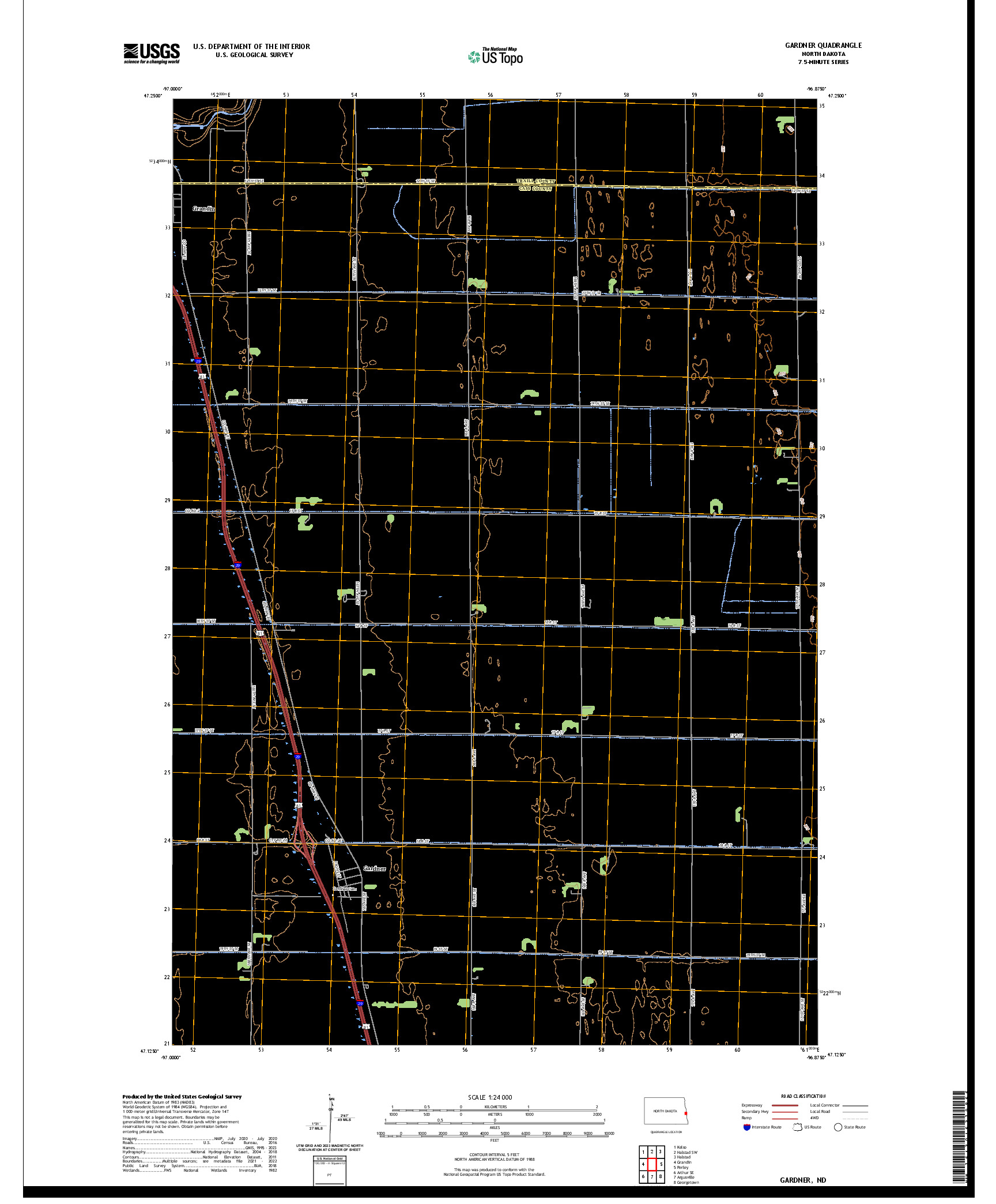 US TOPO 7.5-MINUTE MAP FOR GARDNER, ND