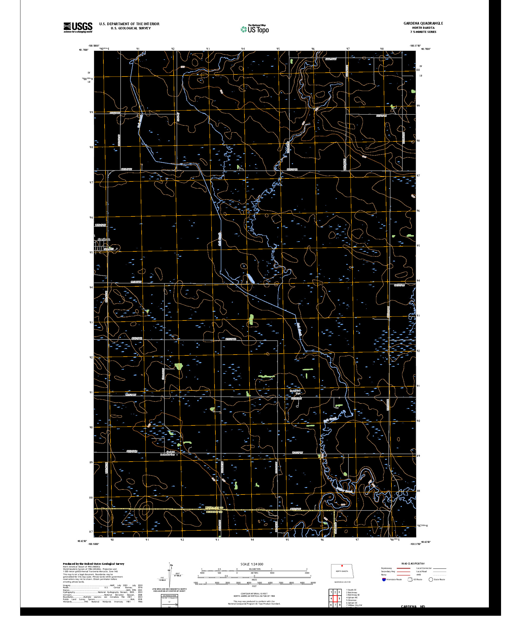 US TOPO 7.5-MINUTE MAP FOR GARDENA, ND