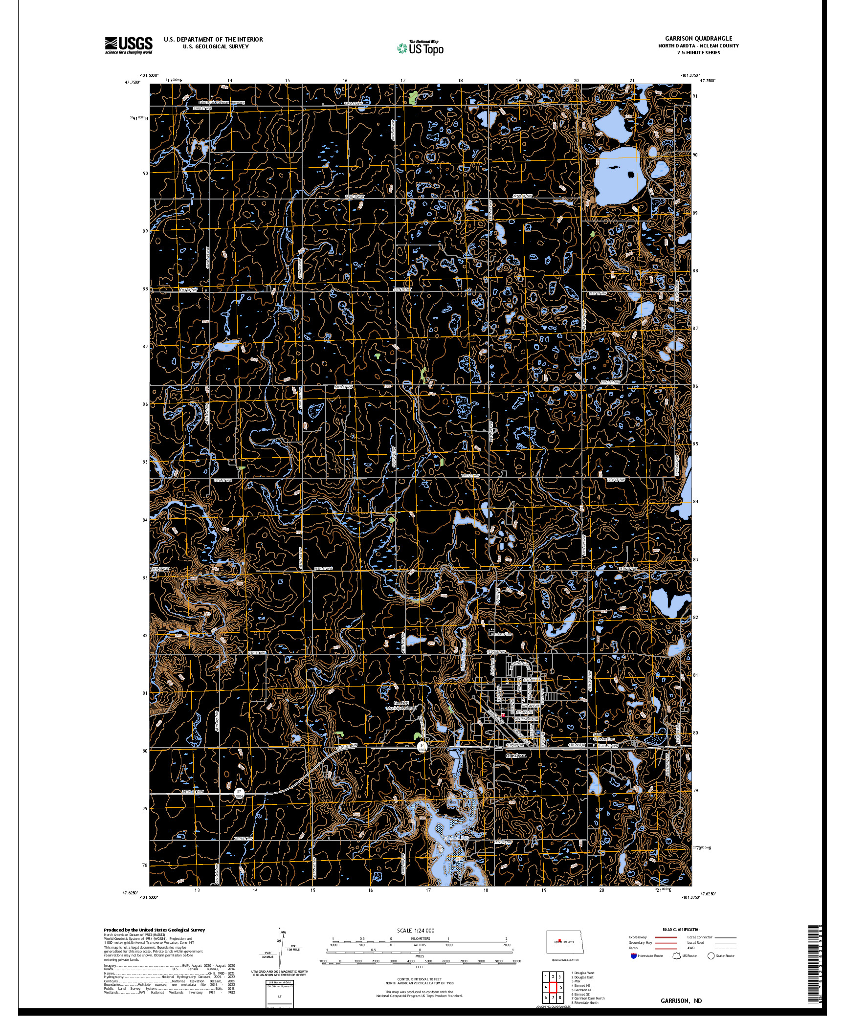 US TOPO 7.5-MINUTE MAP FOR GARRISON, ND