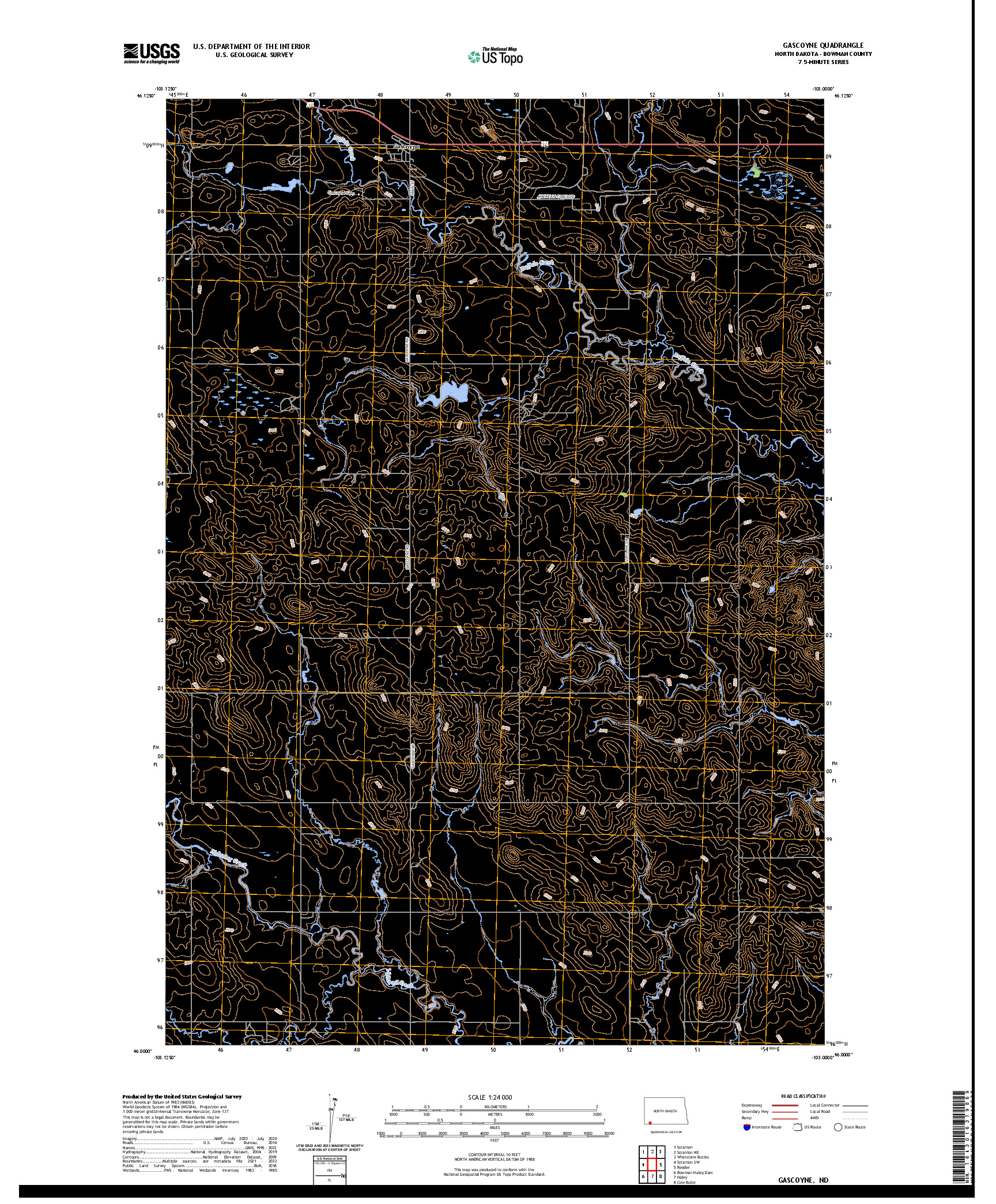 US TOPO 7.5-MINUTE MAP FOR GASCOYNE, ND
