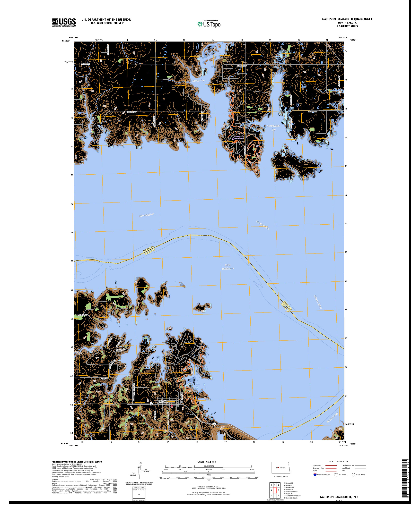 US TOPO 7.5-MINUTE MAP FOR GARRISON DAM NORTH, ND