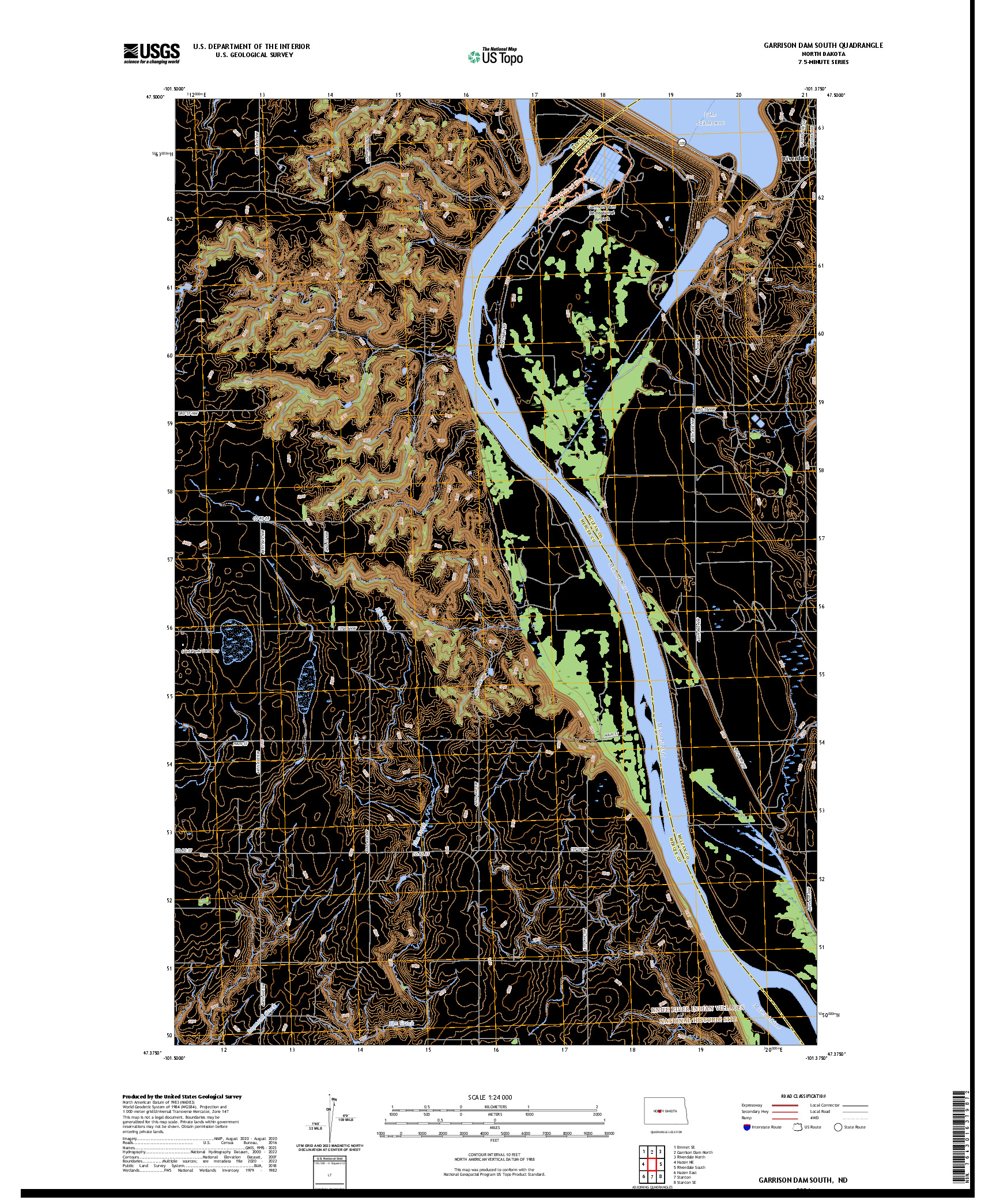US TOPO 7.5-MINUTE MAP FOR GARRISON DAM SOUTH, ND