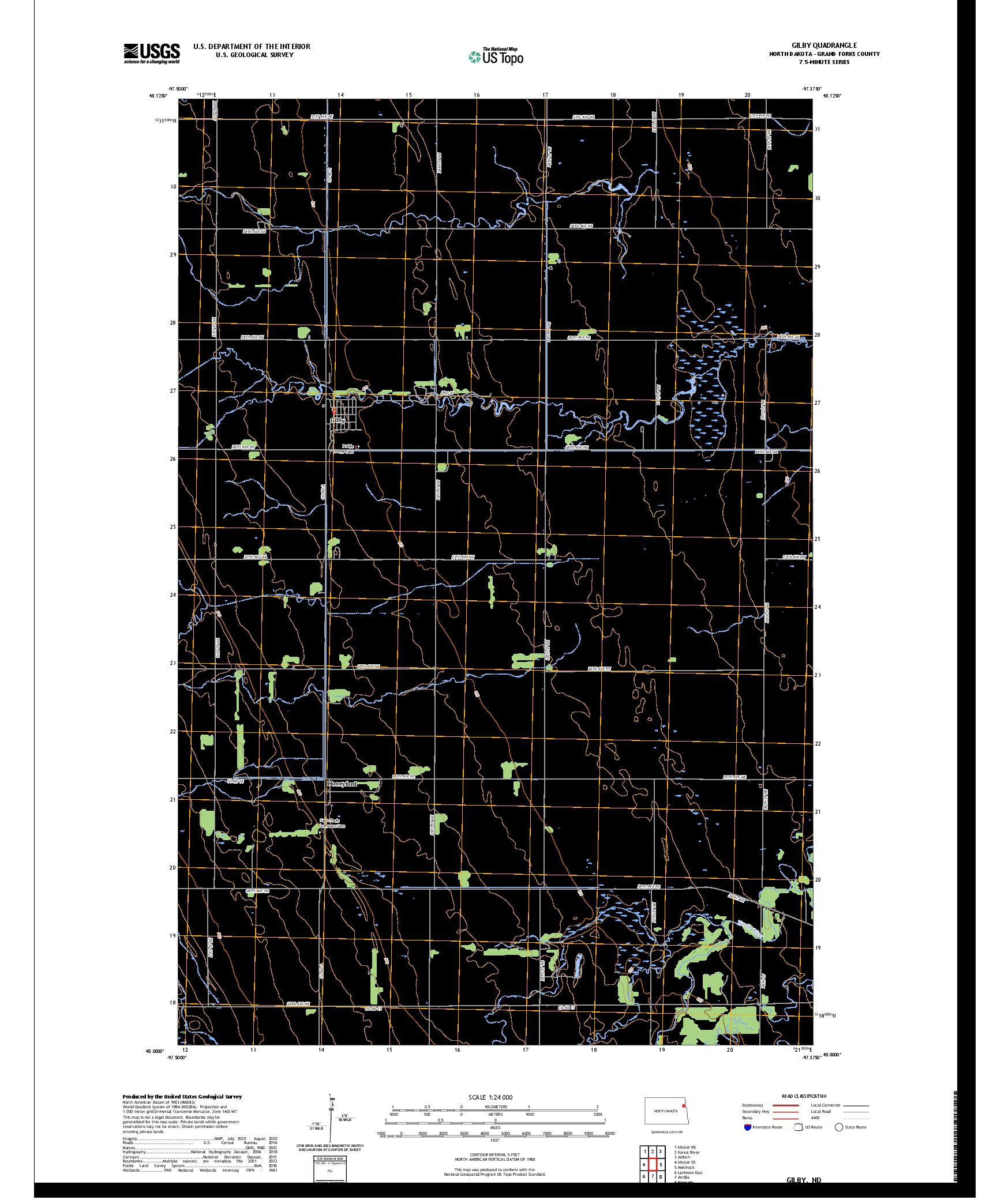 US TOPO 7.5-MINUTE MAP FOR GILBY, ND