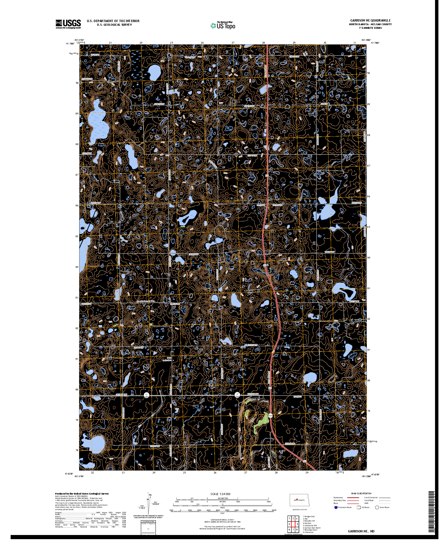 US TOPO 7.5-MINUTE MAP FOR GARRISON NE, ND