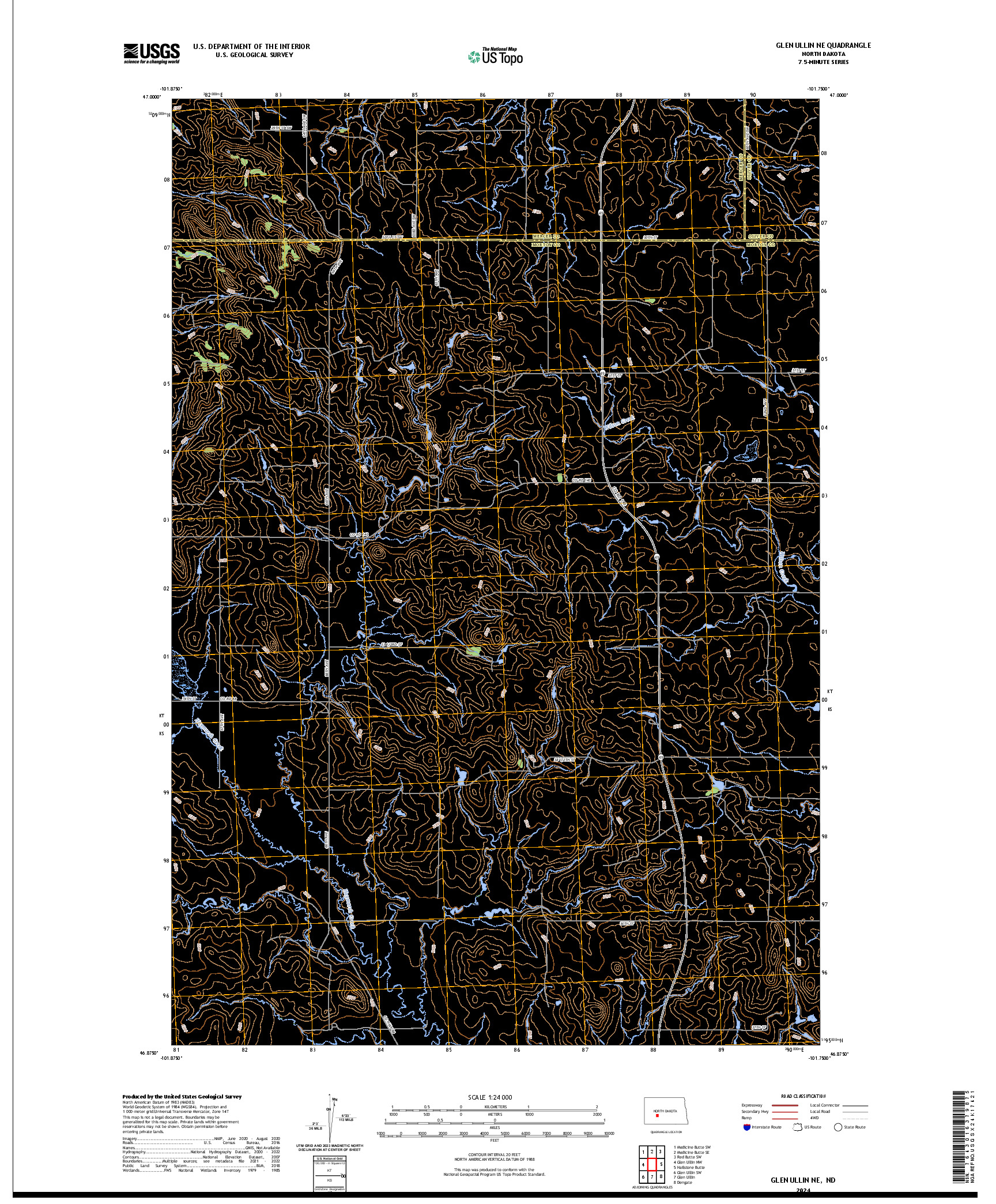 US TOPO 7.5-MINUTE MAP FOR GLEN ULLIN NE, ND