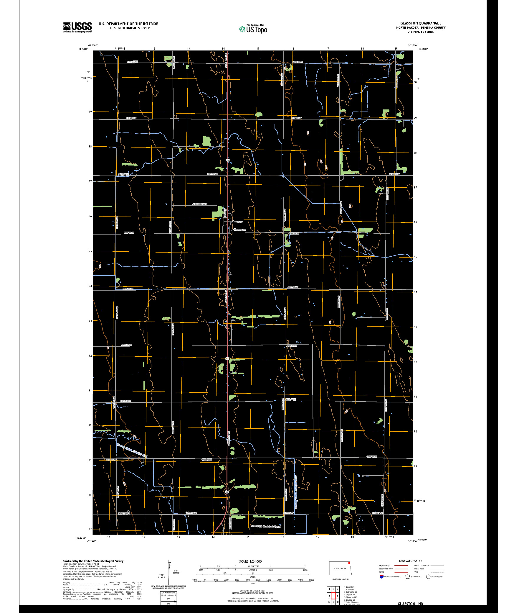 US TOPO 7.5-MINUTE MAP FOR GLASSTON, ND