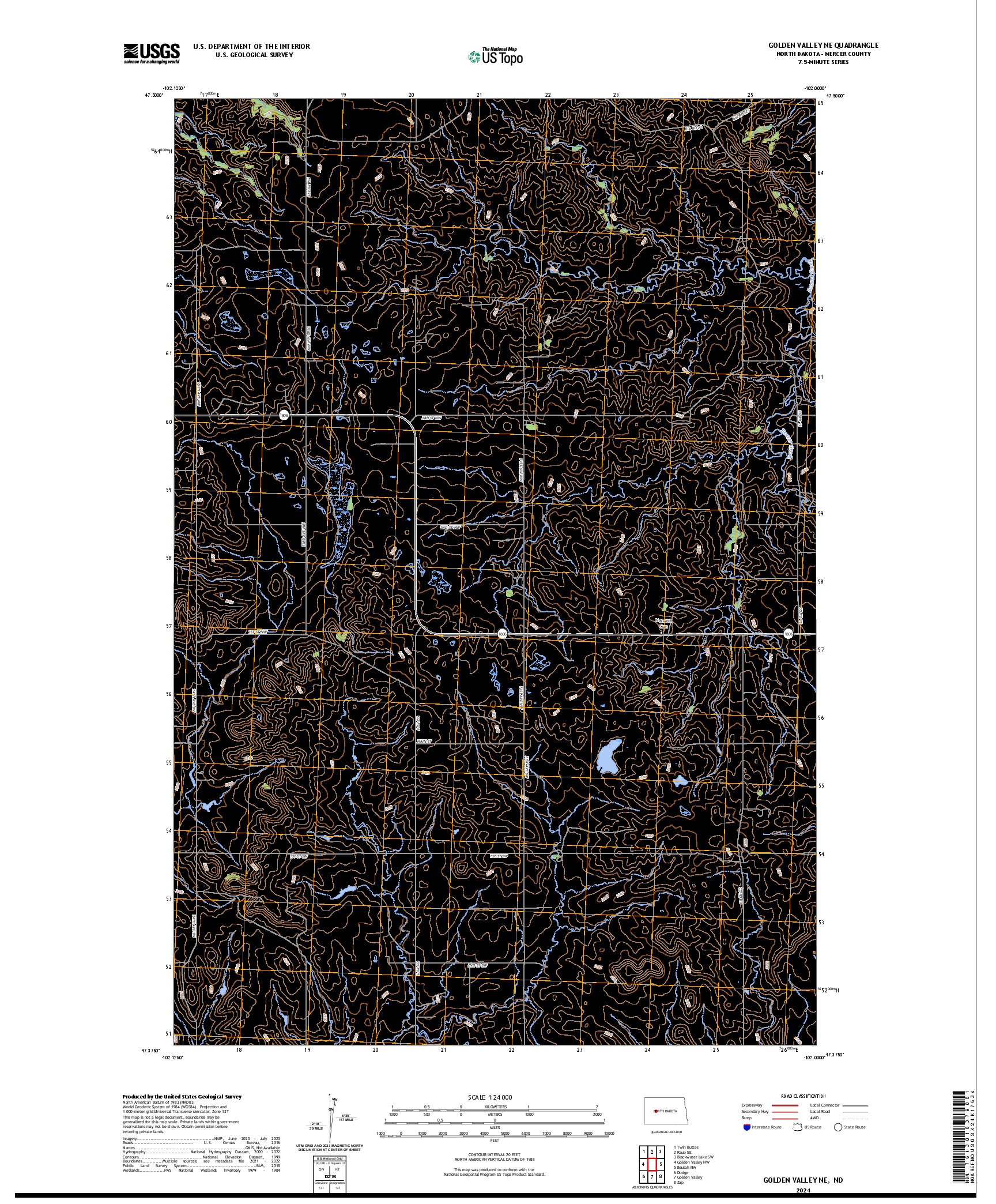 US TOPO 7.5-MINUTE MAP FOR GOLDEN VALLEY NE, ND