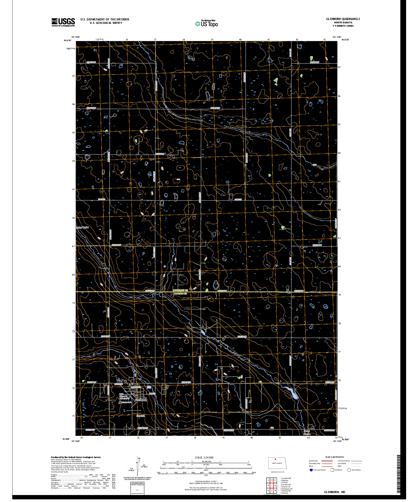 US TOPO 7.5-MINUTE MAP FOR GLENBURN, ND