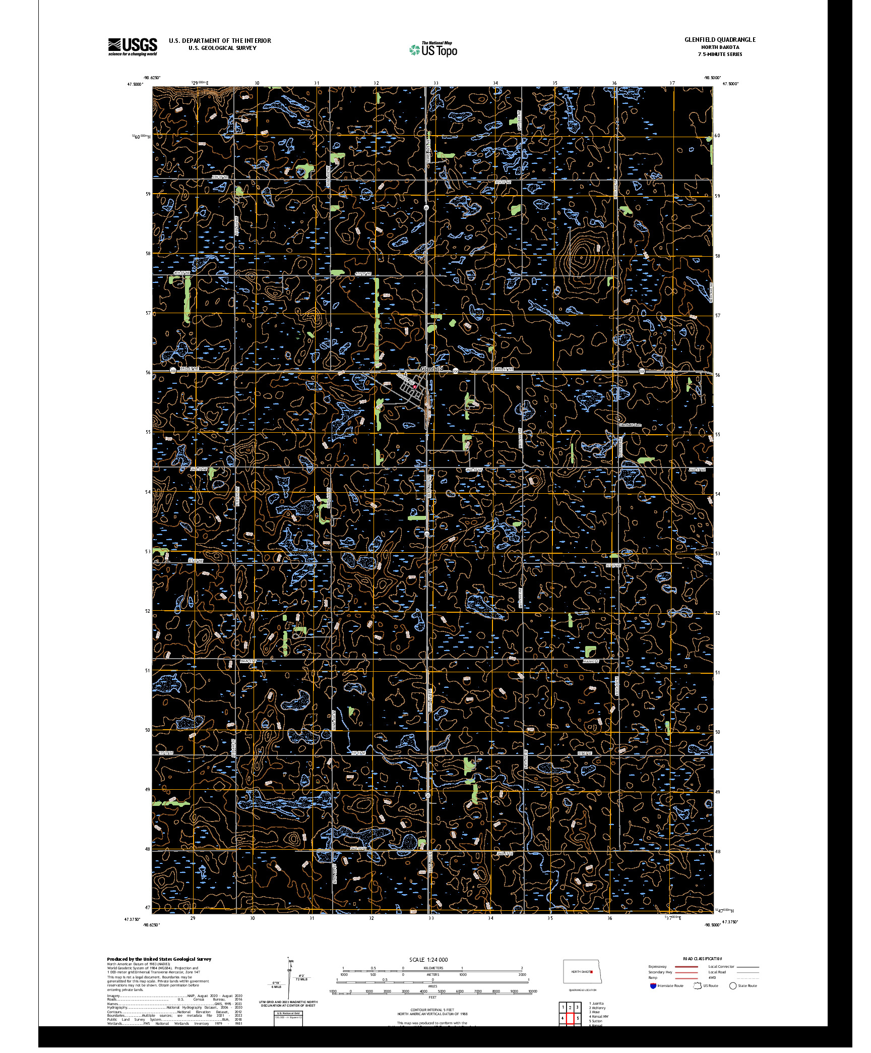 US TOPO 7.5-MINUTE MAP FOR GLENFIELD, ND